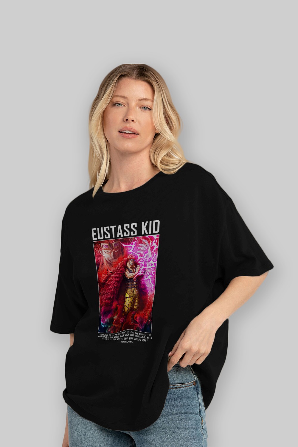 Eustass Kid Anime Ön Baskılı Oversize t-shirt Erkek Kadın Unisex