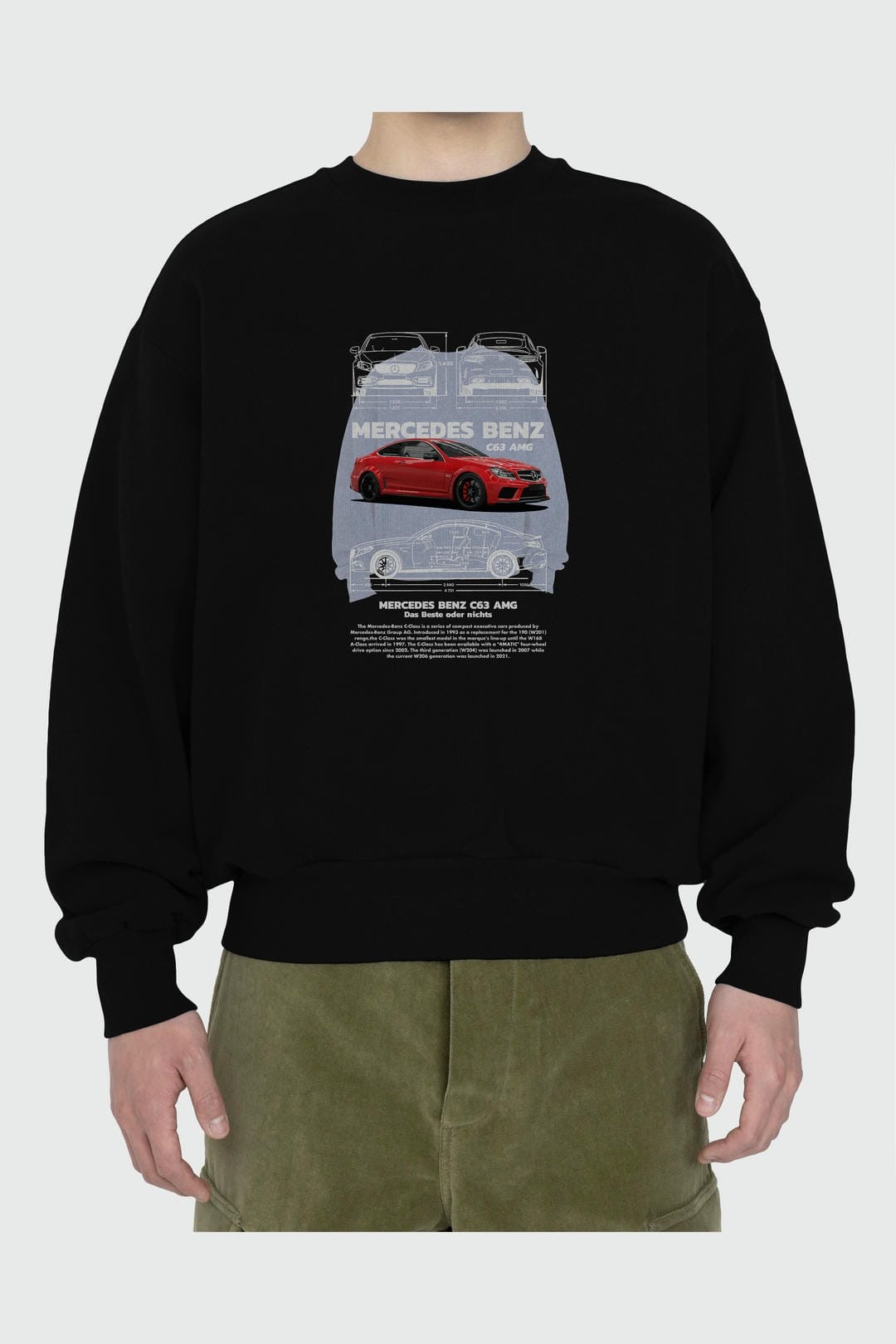 MERCEDES BENZ C 63 Ön Baskılı Anime Oversize Sweatshirt Erkek Kadın Unisex