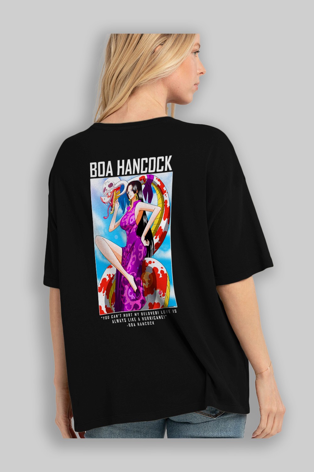 Boa Hancock Anime Arka Baskılı Oversize t-shirt Erkek Kadın Unisex %100 pamuk tişort