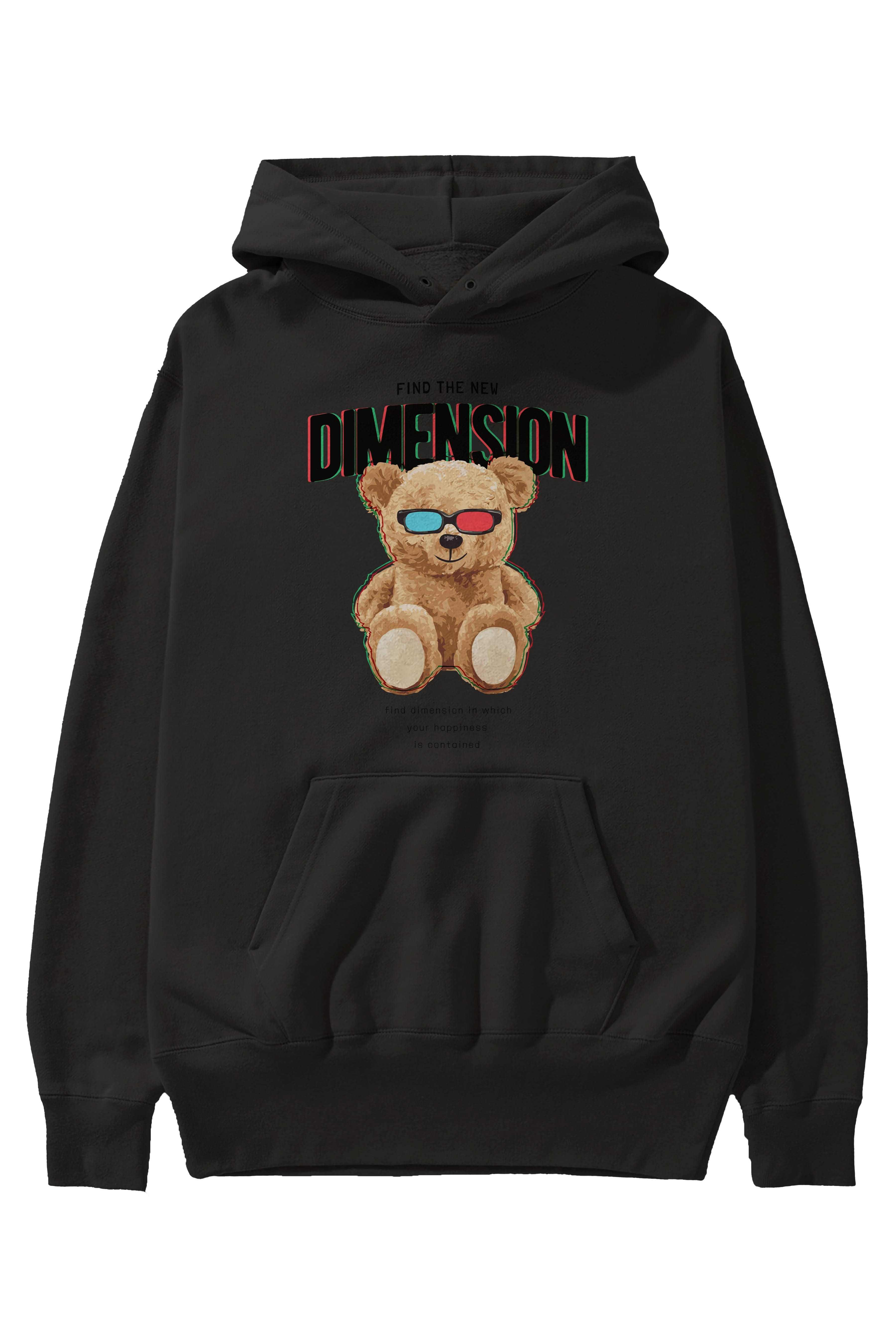 Teddy Bear Dimension Ön Baskılı Hoodie Oversize Kapüşonlu Sweatshirt Erkek Kadın Unisex