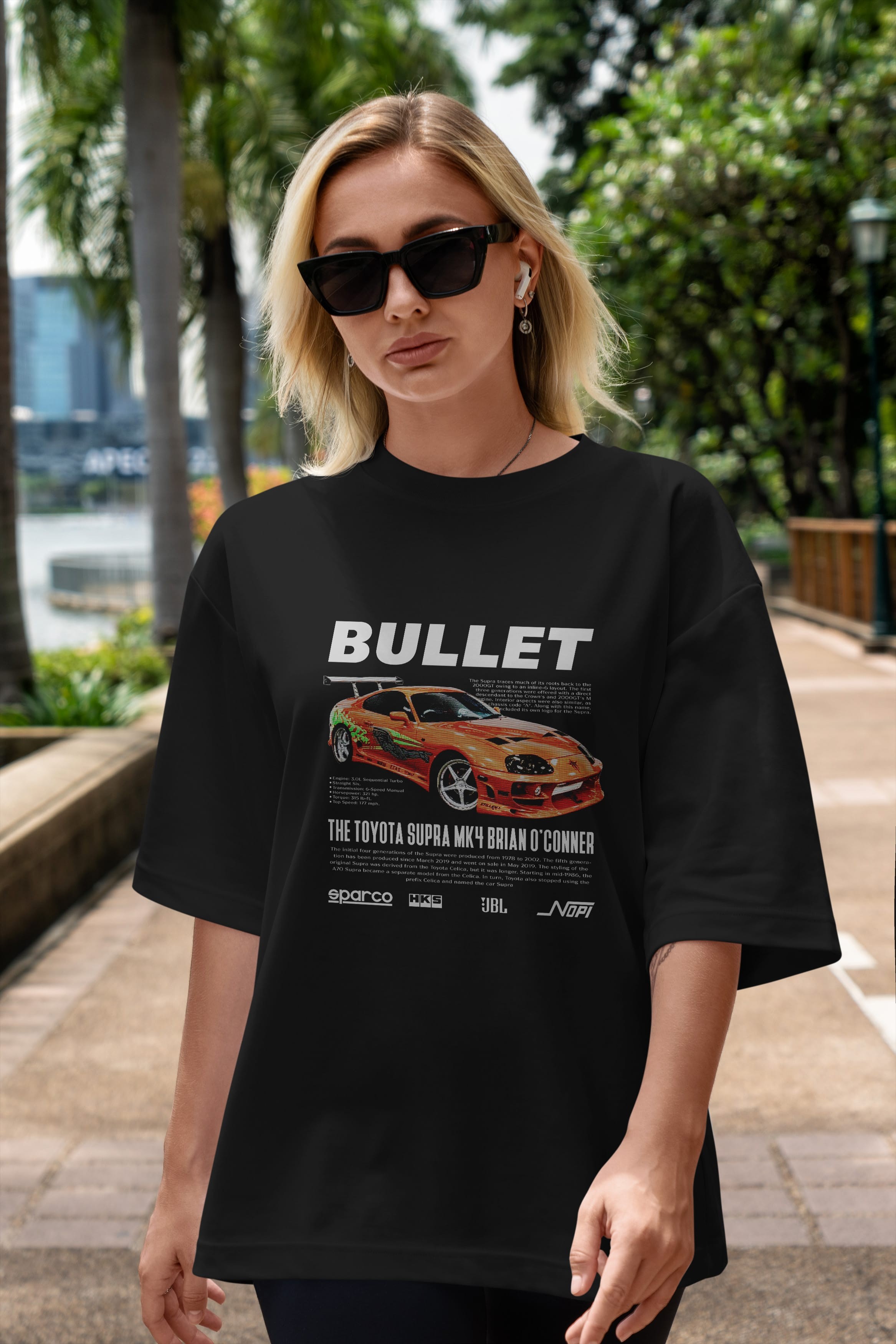 TOYOTA SUPRA MK4 Bullet Ön Baskılı Oversize t-shirt Erkek Kadın Unisex %100 Pamuk Bisiklet Yaka tişort