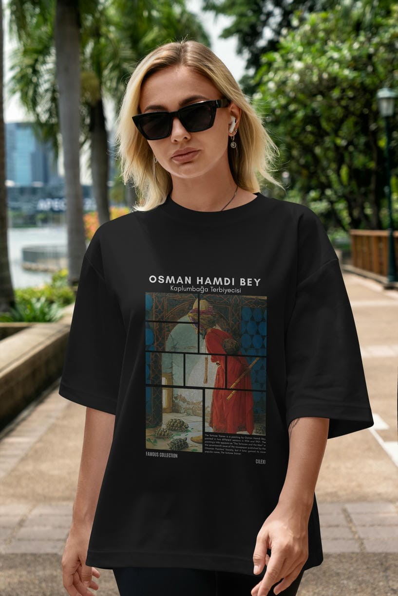 Osman Hamdi Bey ön Baskılı Oversize t-shirt Erkek Kadın Bisiklet Yaka Pamuk tişort