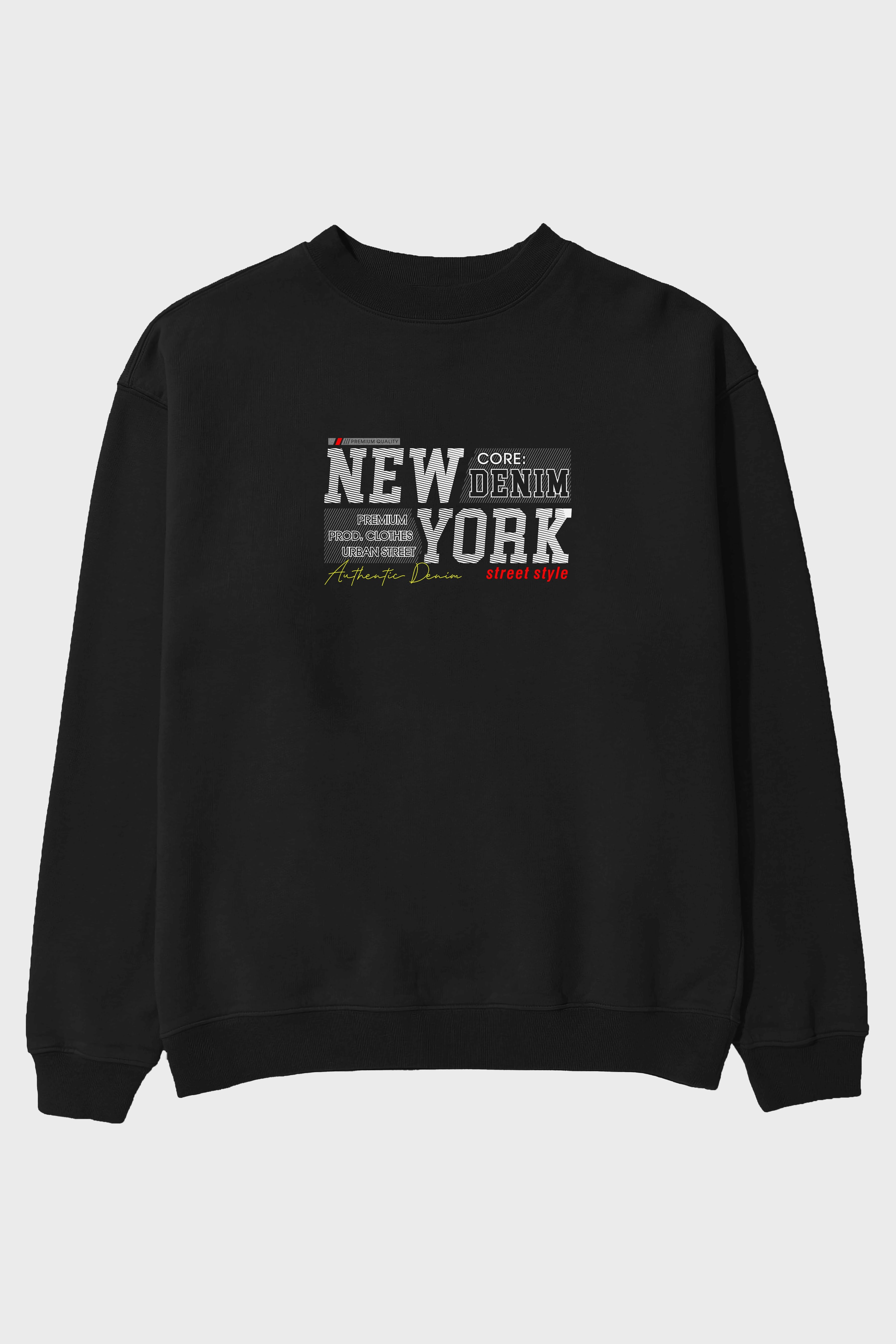 New York Street Ön Baskılı Oversize Sweatshirt Erkek Kadın Unisex