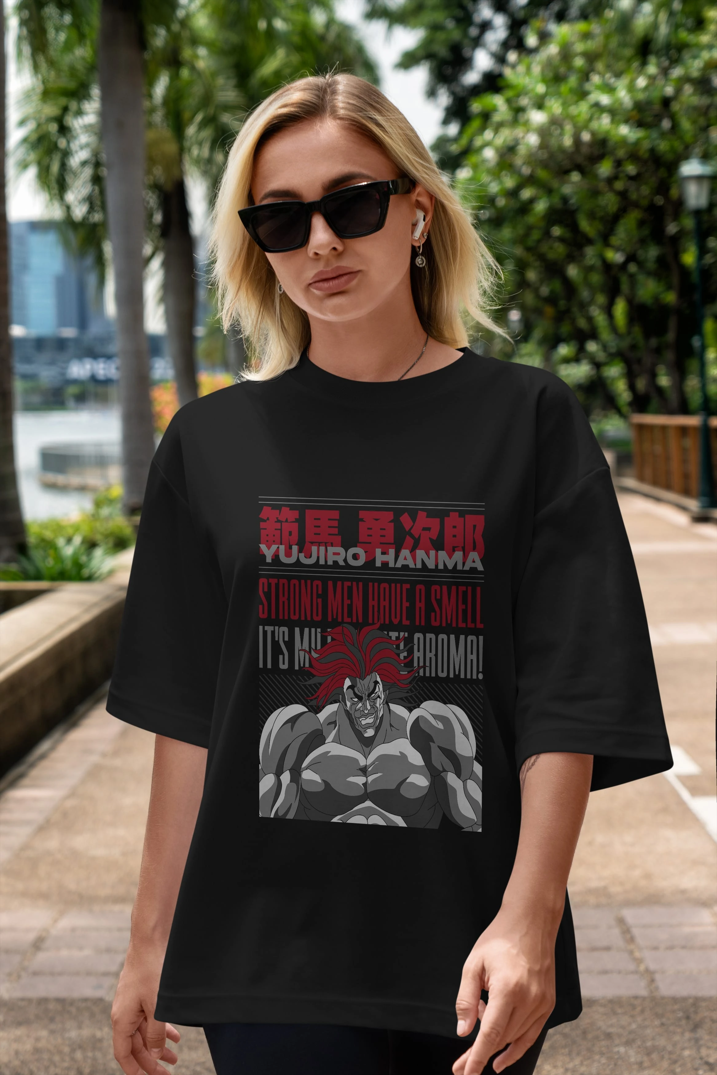 YUJIRO HANMA Anime Ön Baskılı Oversize t-shirt %100 pamuk Erkek Kadın Unisex