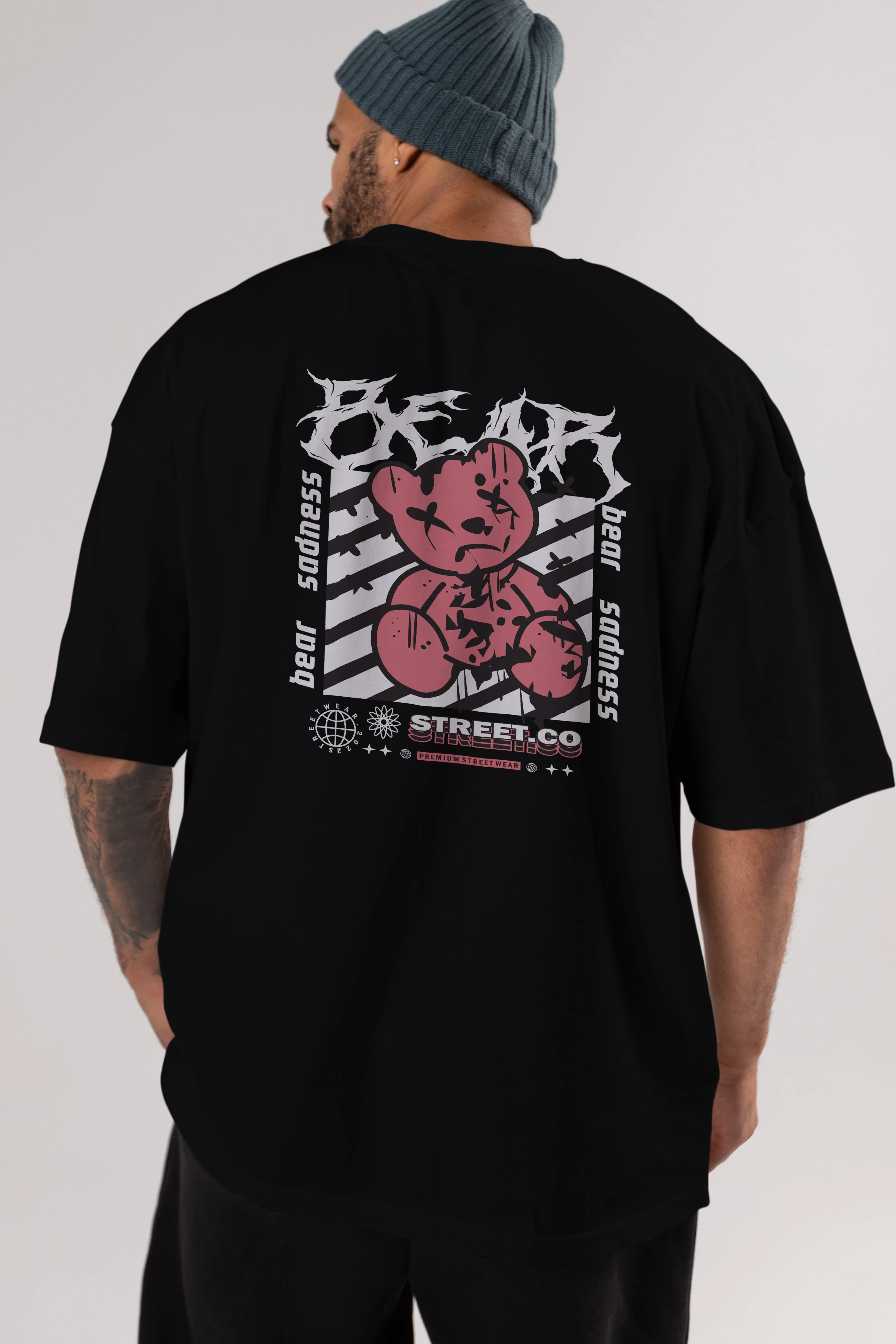 Bear Sadness Arka Baskılı Oversize t-shirt Erkek Kadın Unisex