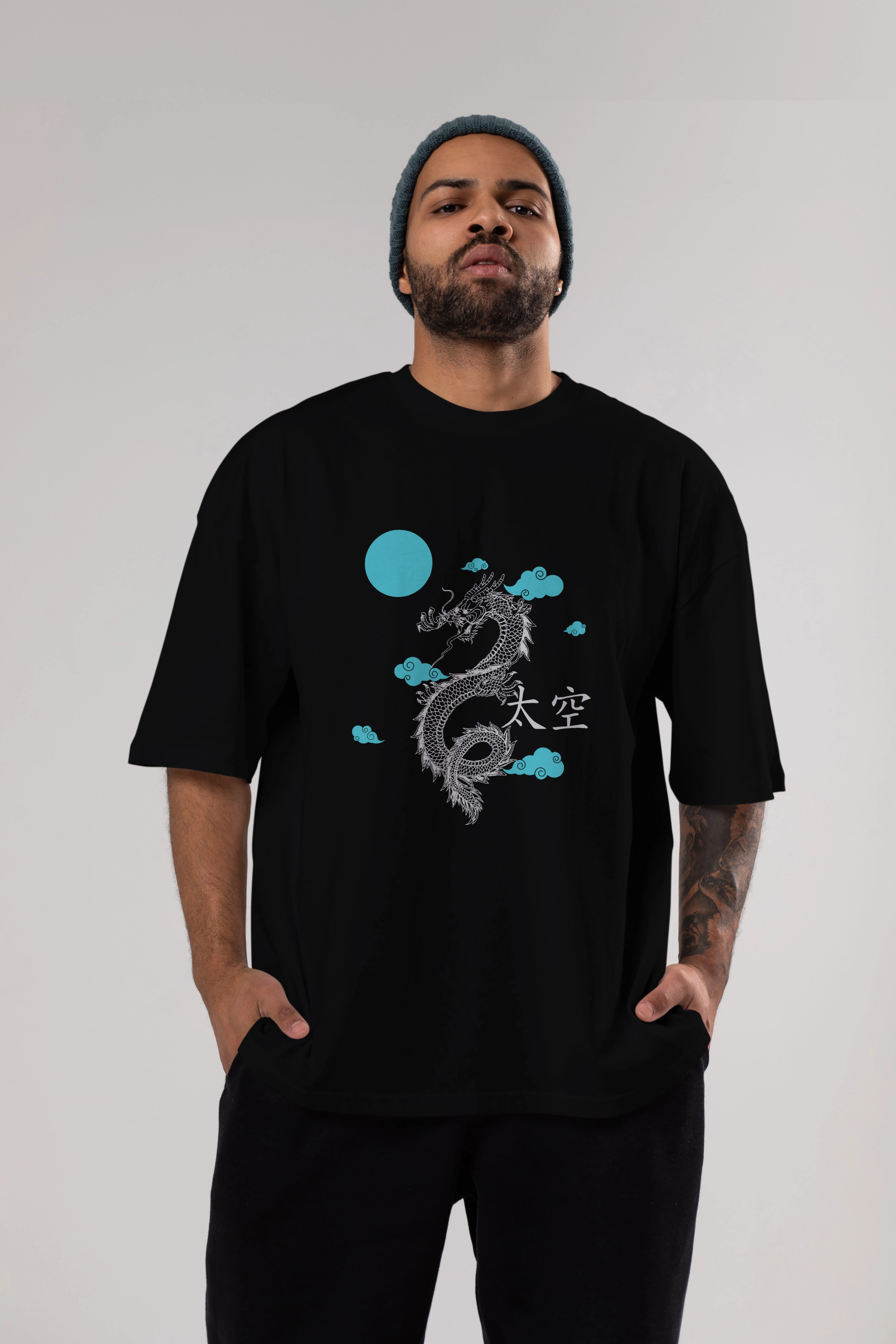 Chinese Dragon Ön Baskılı Oversize t-shirt Erkek Kadın Unisex
