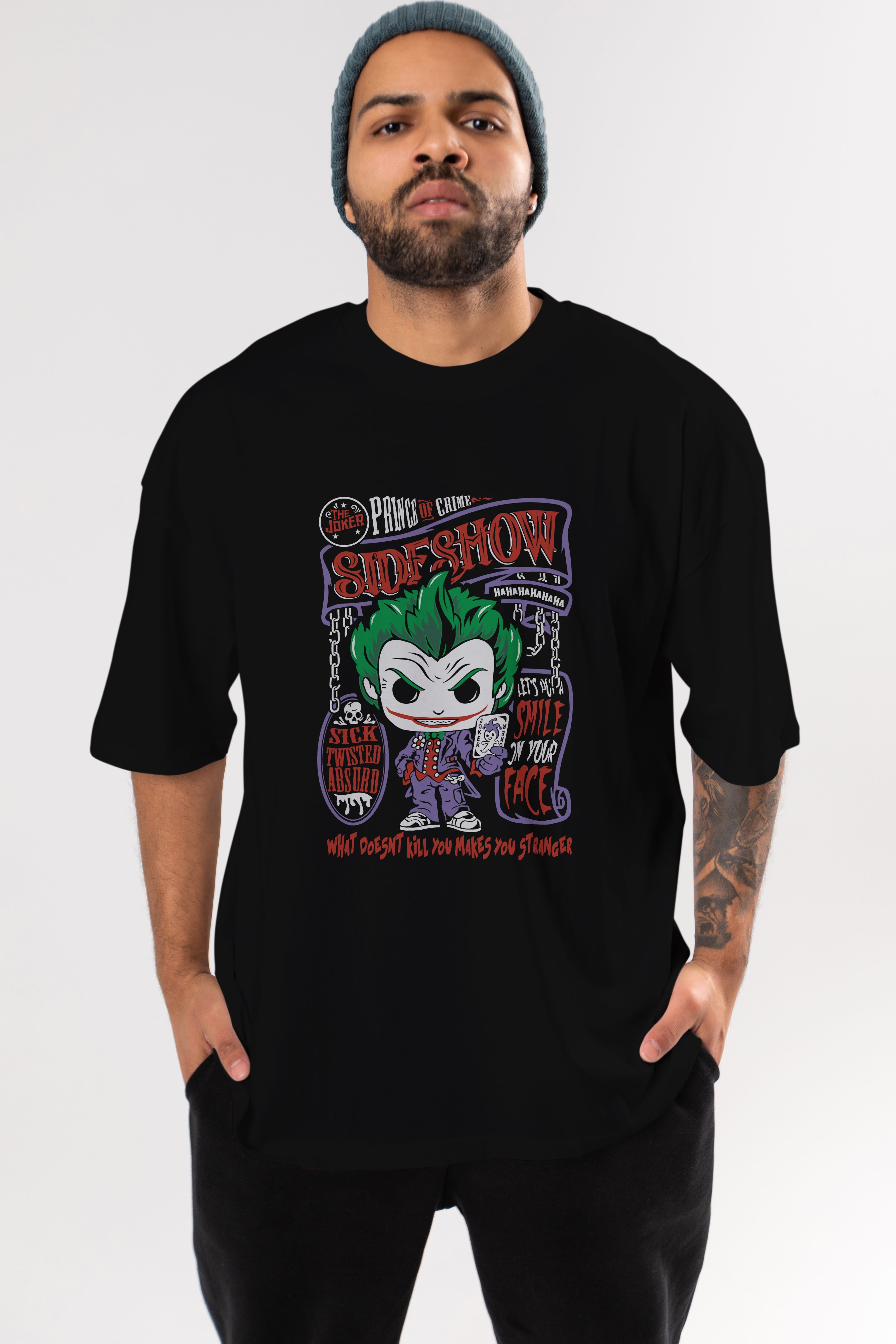 Joker (4) Ön Baskılı Oversize t-shirt Erkek Kadın Unisex %100 Pamuk Bisiklet Yaka tişort