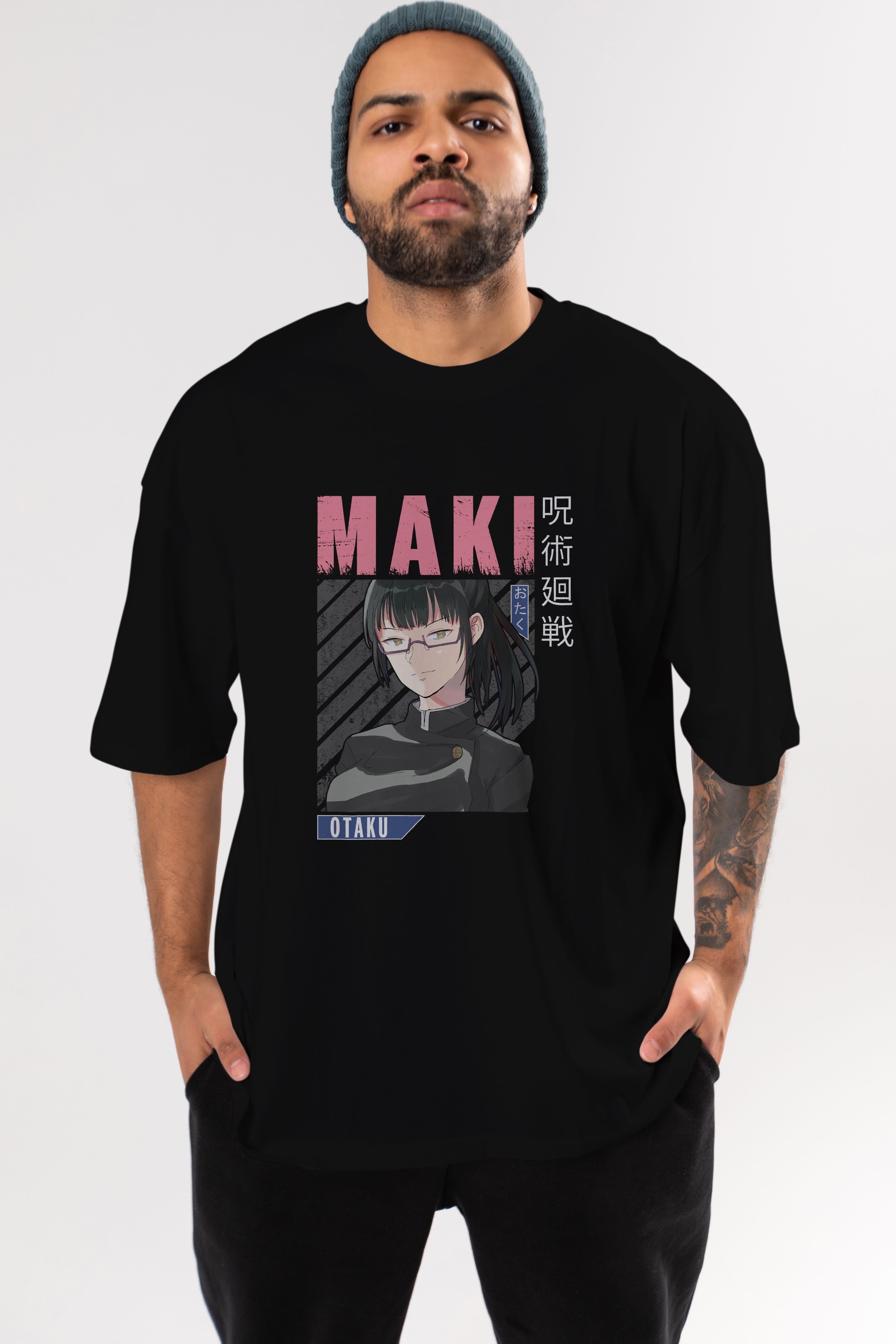 Maki Zenin CHAINSAWMAN 1 Anime Ön Baskılı Oversize t-shirt %100 pamuk Erkek Kadın Unisex