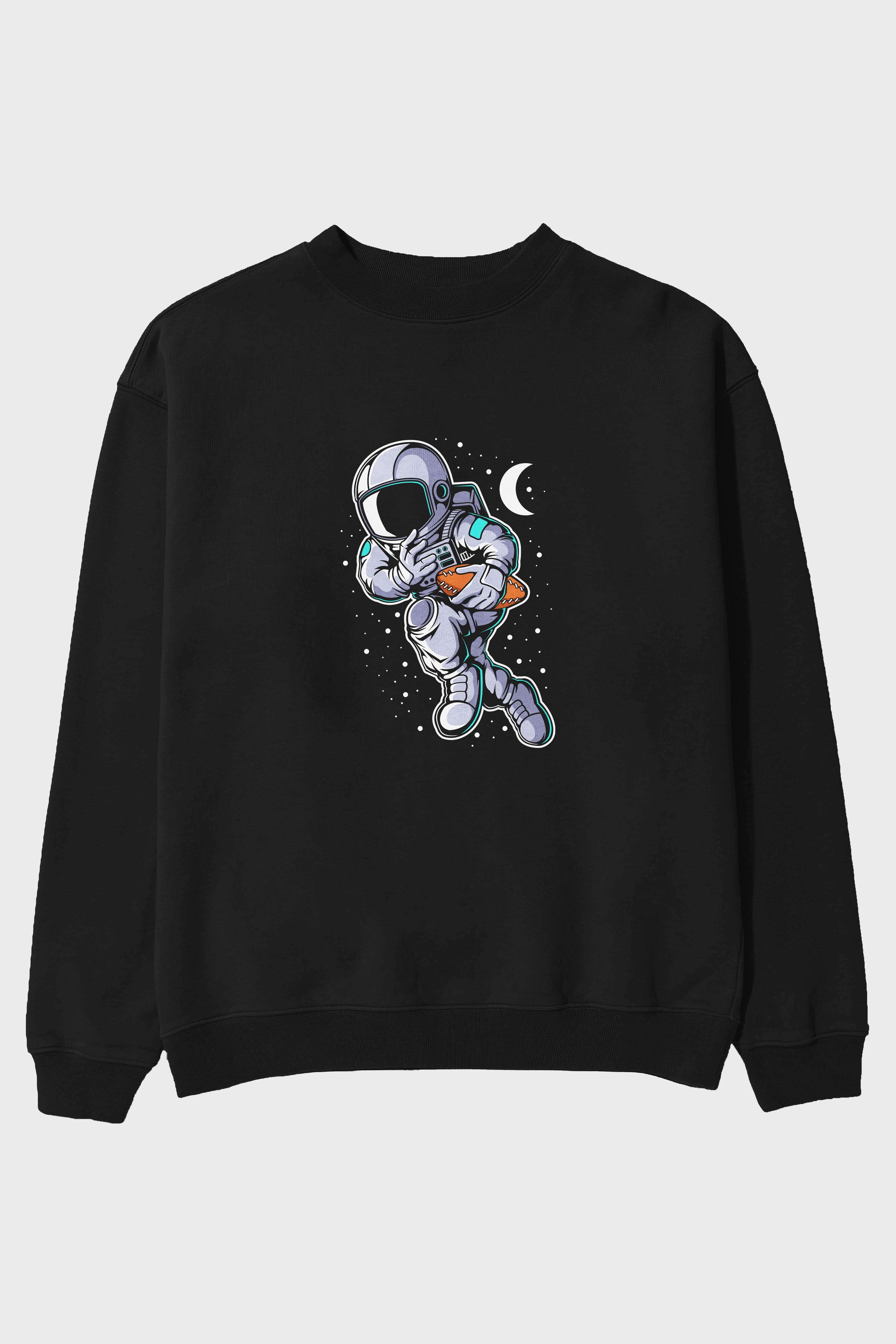 Astronaut Rugby Ön Baskılı Oversize Sweatshirt Erkek Kadın Unisex