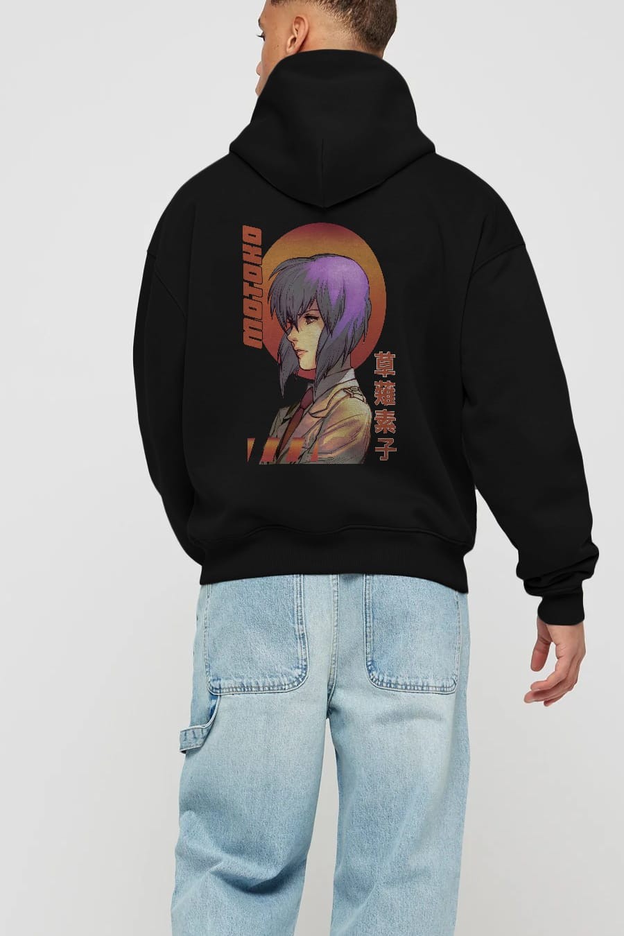 Motoko Kusanagi 10 Anime Arka Baskılı Hoodie Oversize Kapüşonlu Sweatshirt Erkek Kadın Unisex