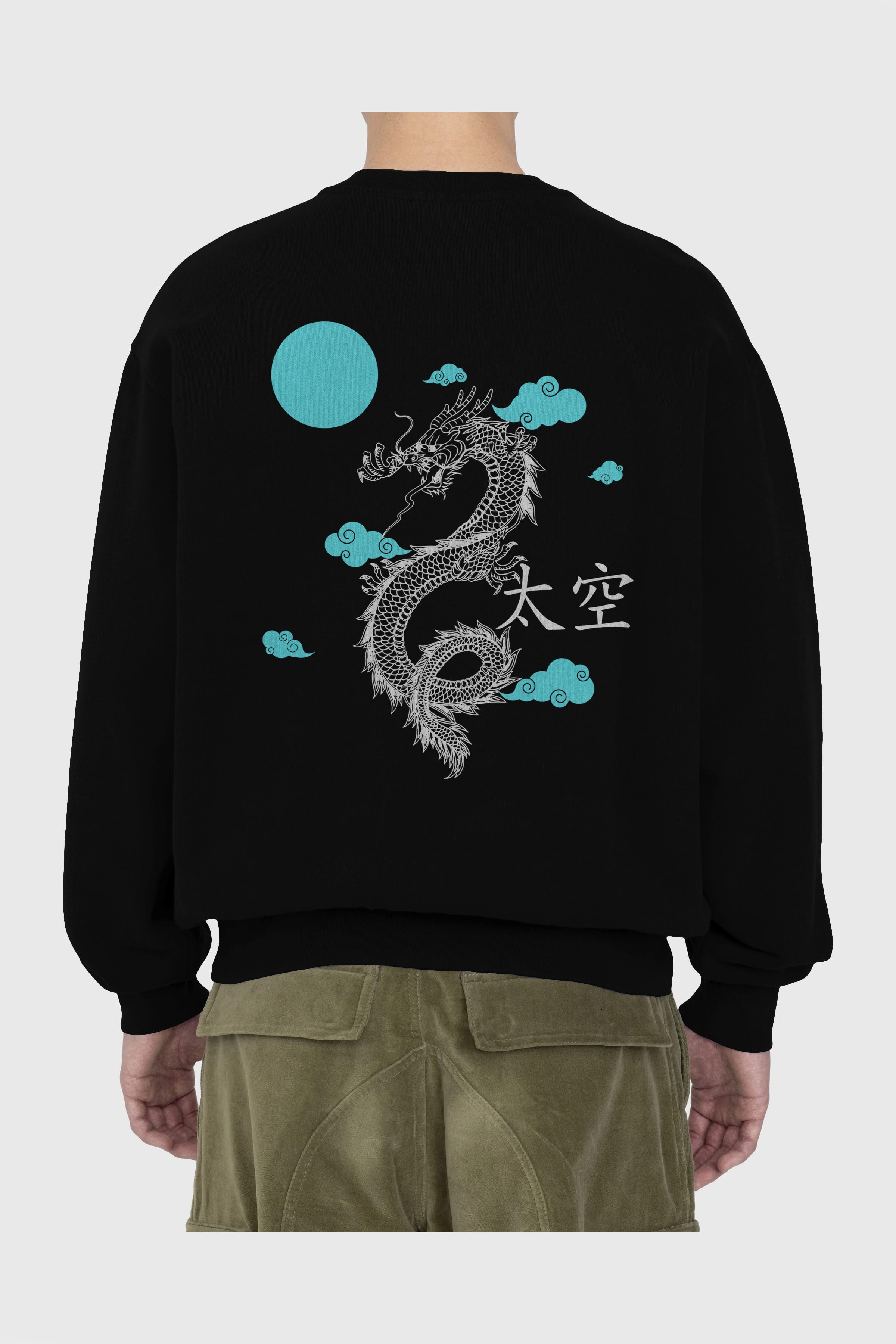 Chinese Dragon Arka Baskılı Oversize Sweatshirt Erkek Kadın Unisex