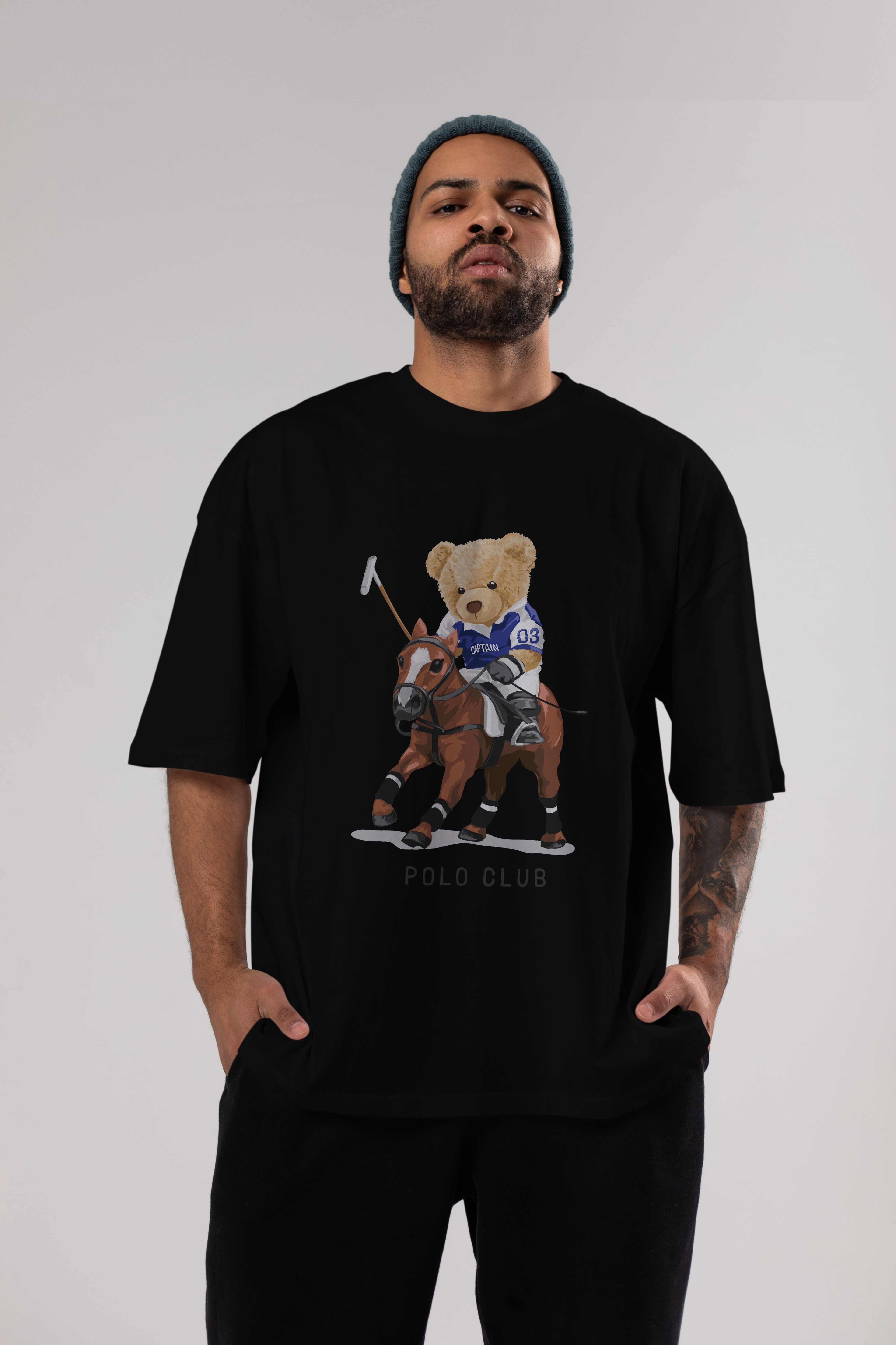 Teddy Bear Polo Club Ön Baskılı Oversize t-shirt Erkek Kadın Unisex %100 Pamuk