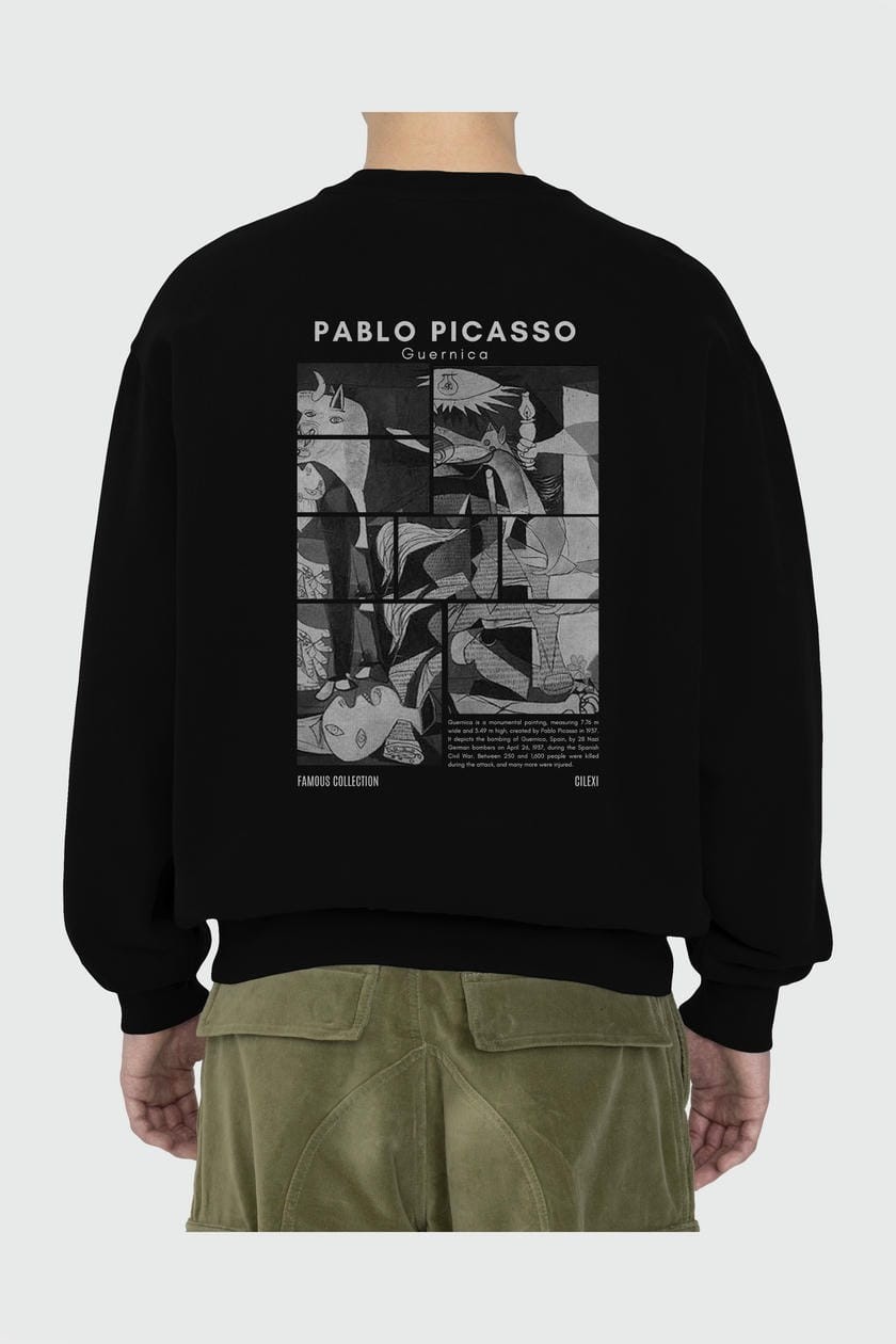 Pablo Picasso Guernica Arka Baskılı Oversize Sweatshirt Erkek Kadın Unisex