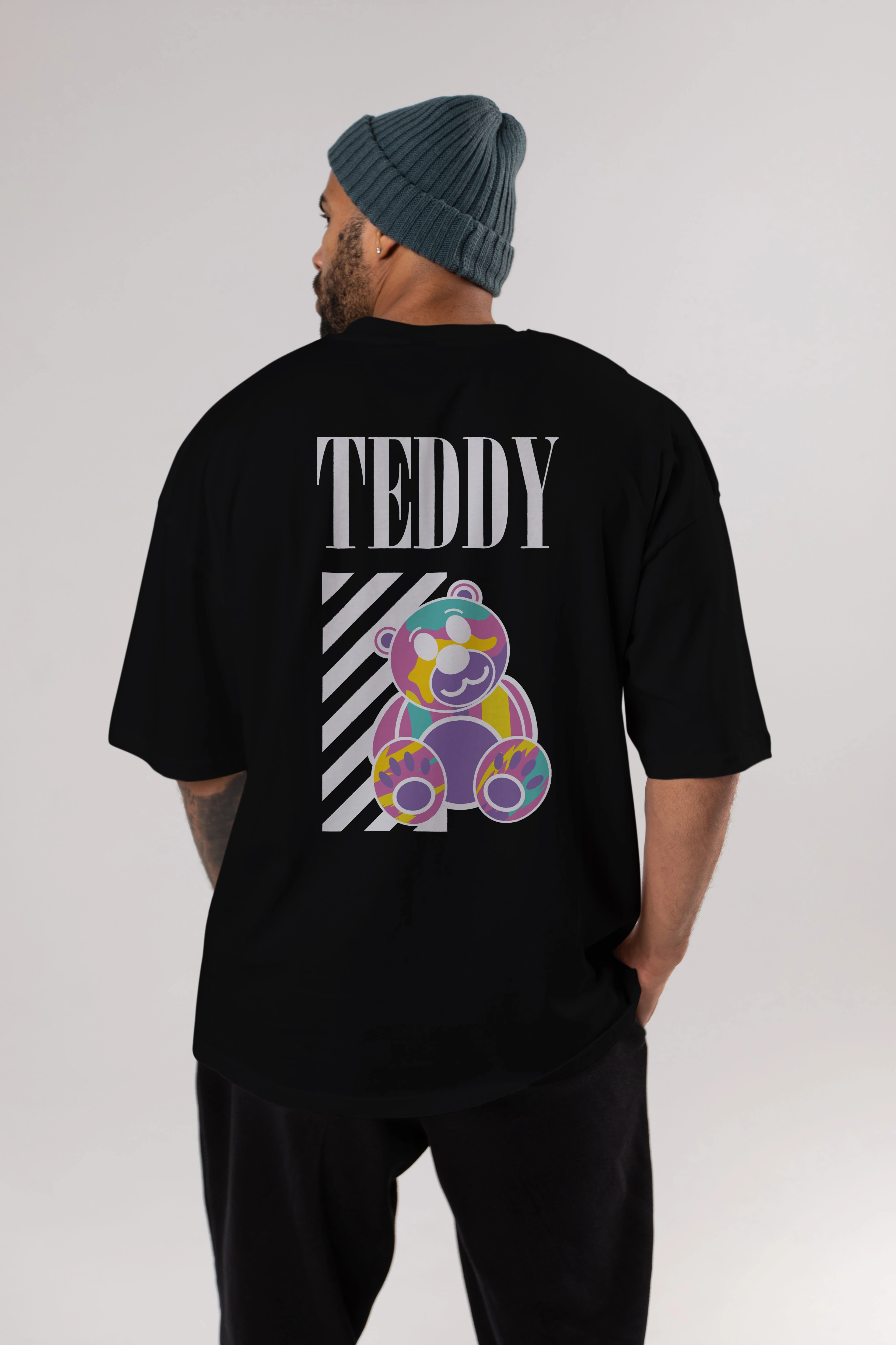 Teddy Bear 2 Arka Baskılı Oversize t-shirt Erkek Kadın Unisex