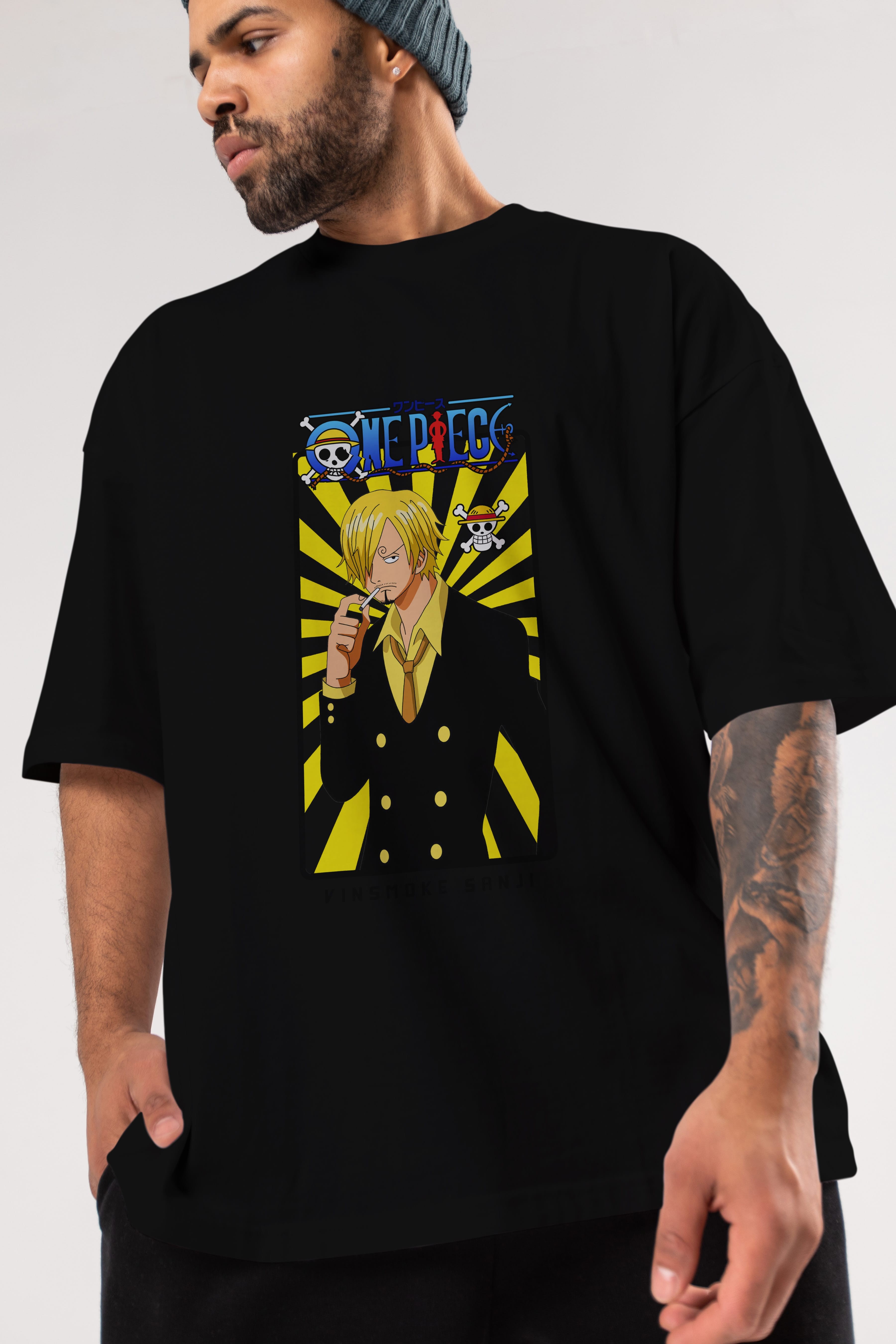 Sanji 4 Anime Ön Baskılı Oversize t-shirt Erkek Kadın Unisex