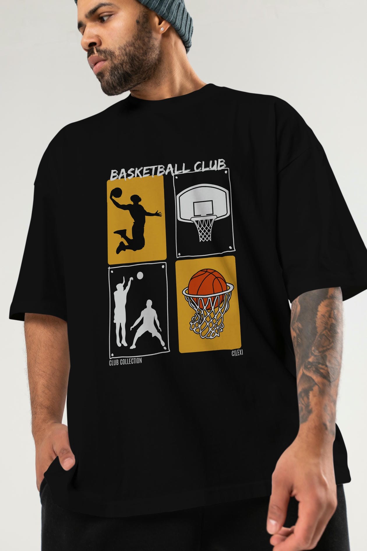 Basketball Club ön Baskılı Oversize t-shirt Erkek Kadın %100 Pamuk Bisiklet Yaka tişort