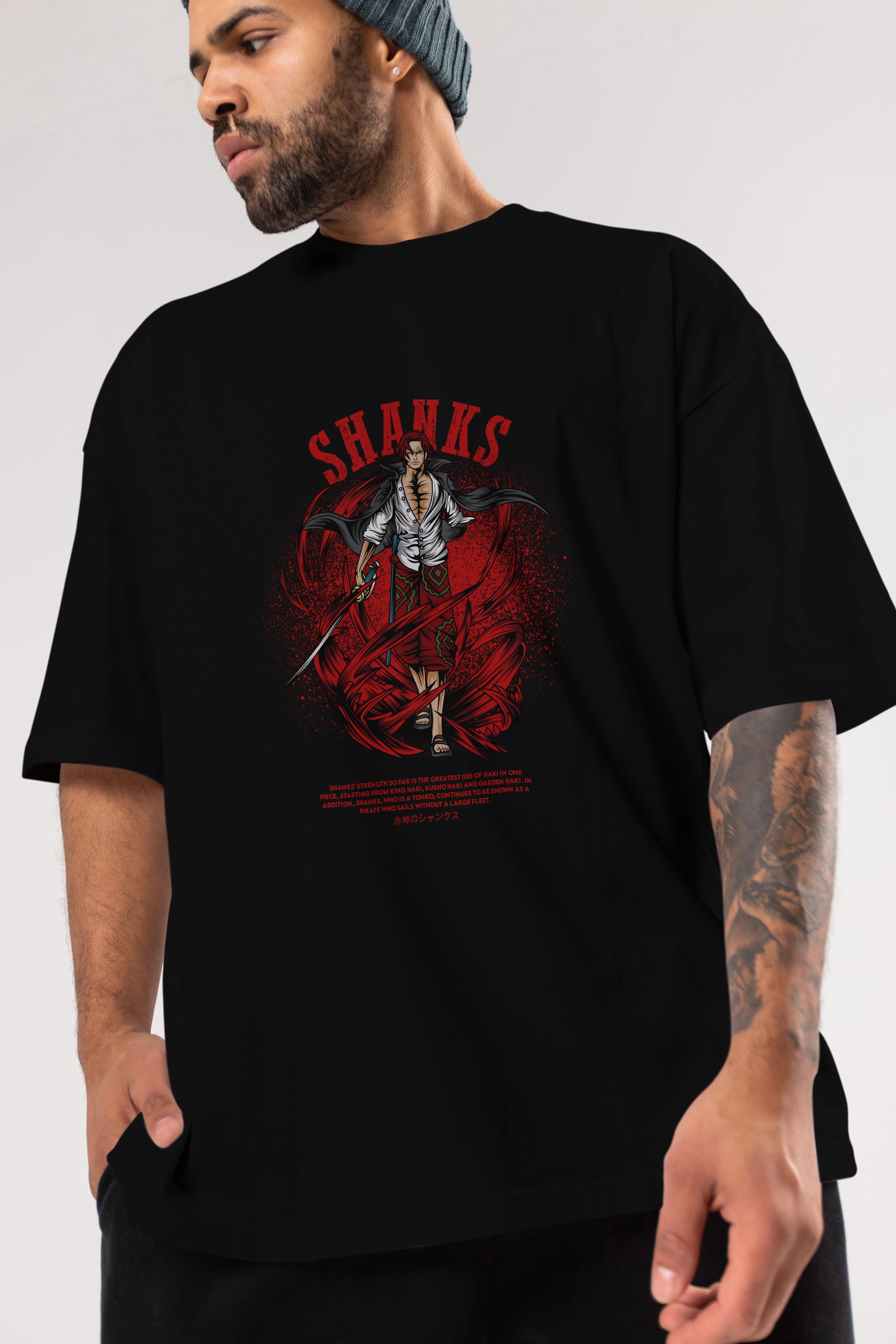 Shanks Anime Ön Baskılı Oversize t-shirt %100 pamuk Erkek Kadın Unisex