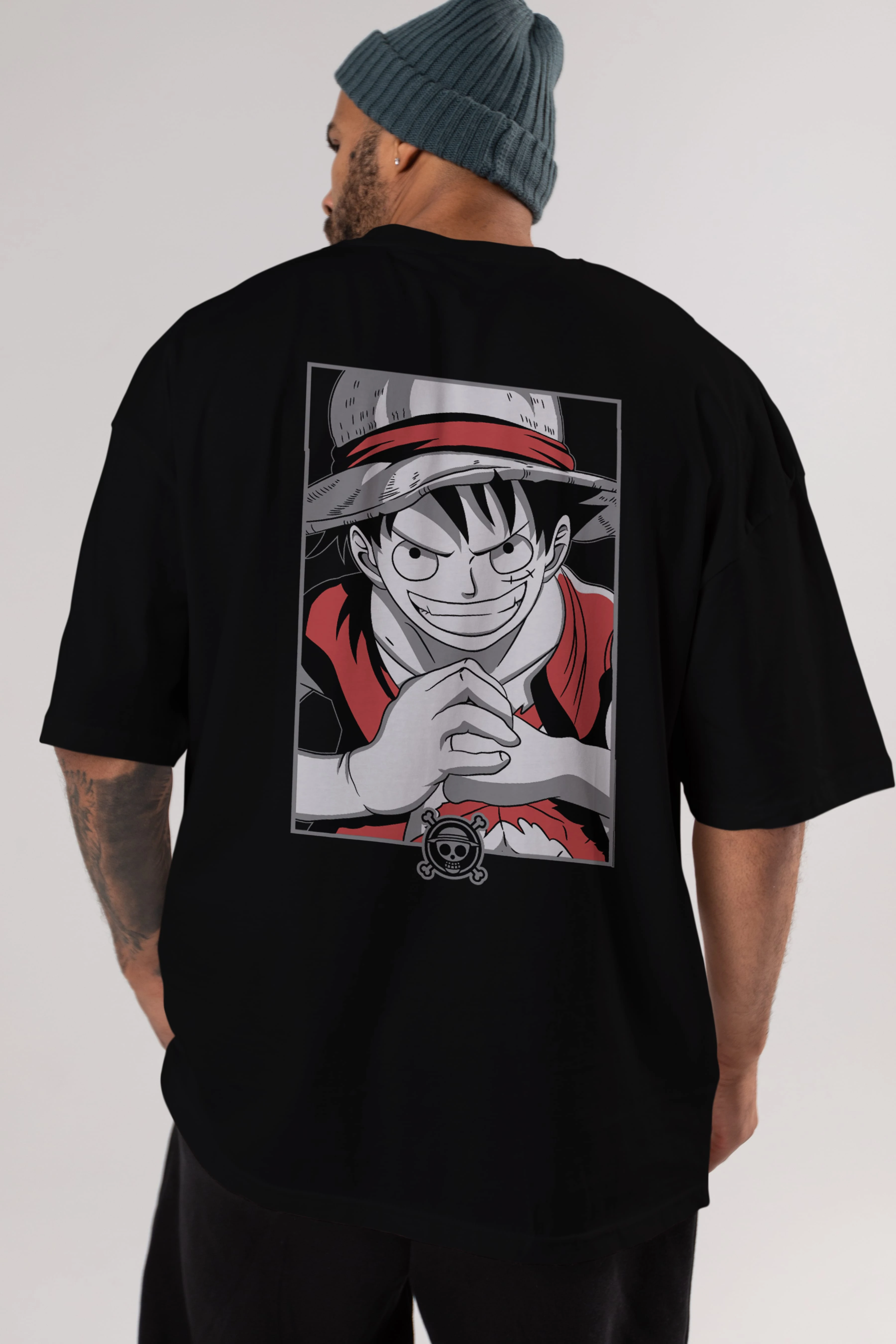 LUFF D. MONKEY OnePiece Anime Arka Baskılı Oversize t-shirt Erkek Kadın Unisex