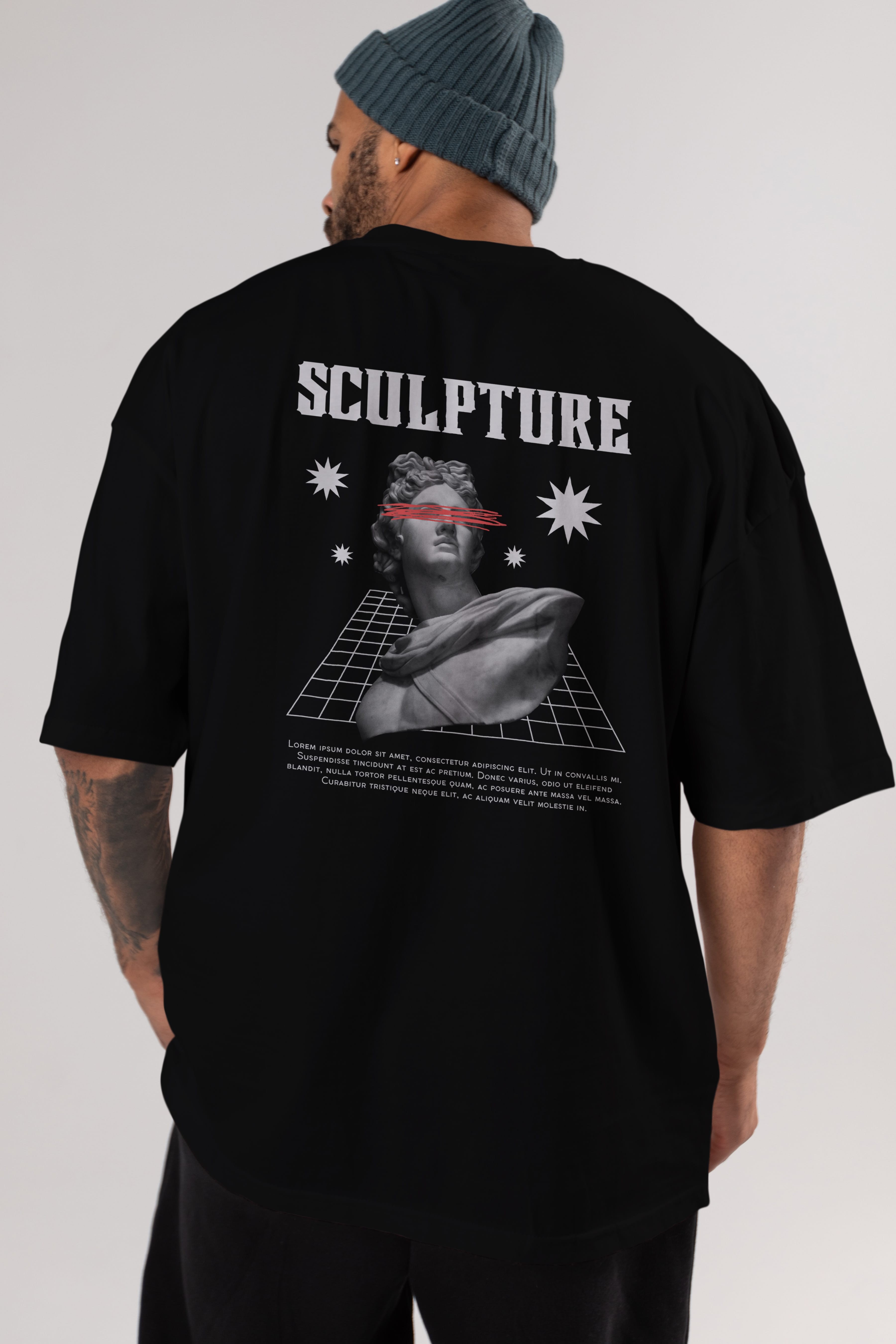 Sculpture Yazılı Arka Baskılı Oversize t-shirt Erkek Kadın Unisex