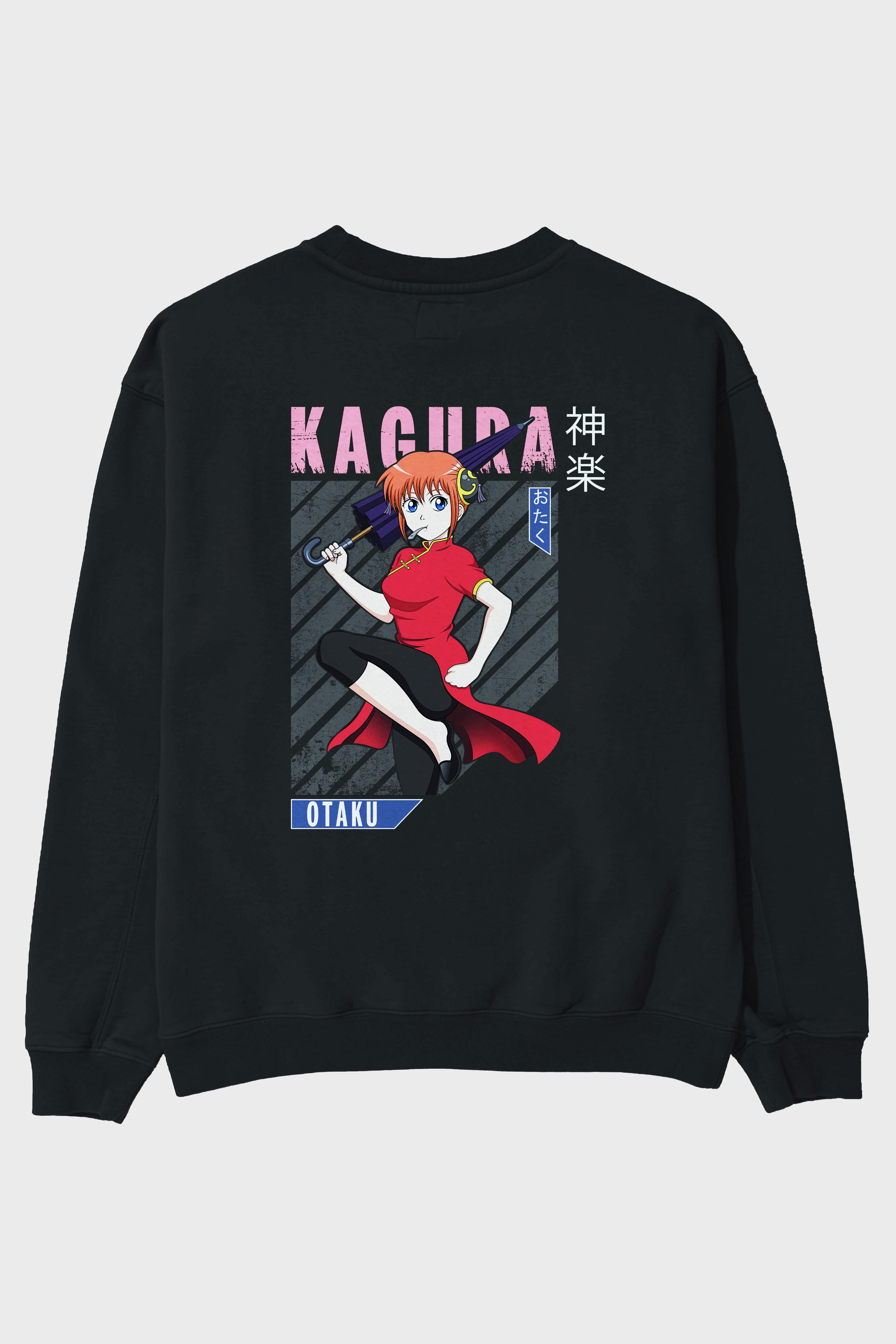 Kagura GINTAMA 1 Anime Arka Baskılı Oversize Sweatshirt Erkek Kadın Unisex