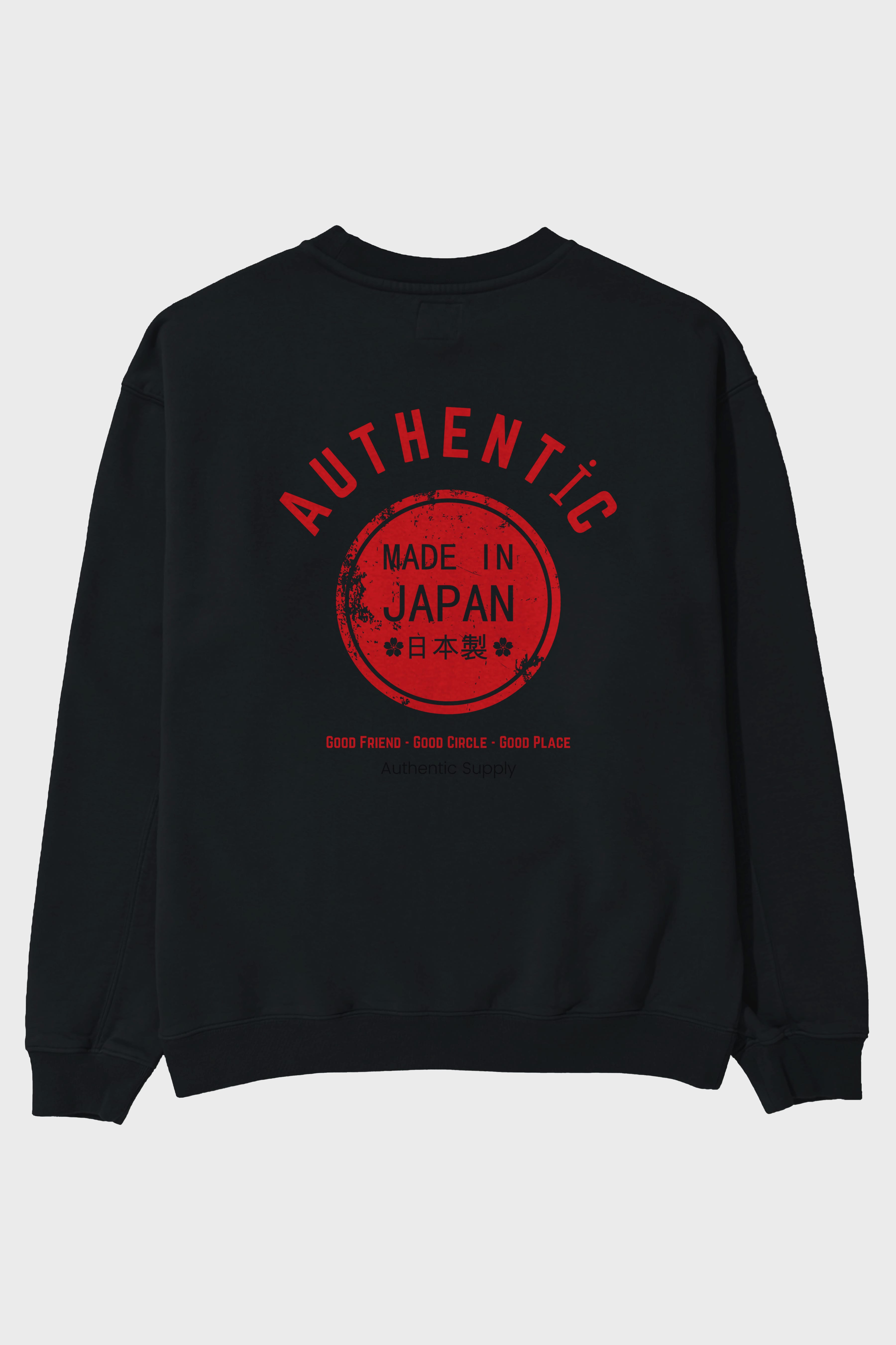 Authentic Japan Style Arka Baskılı Oversize Sweatshirt Erkek Kadın Unisex