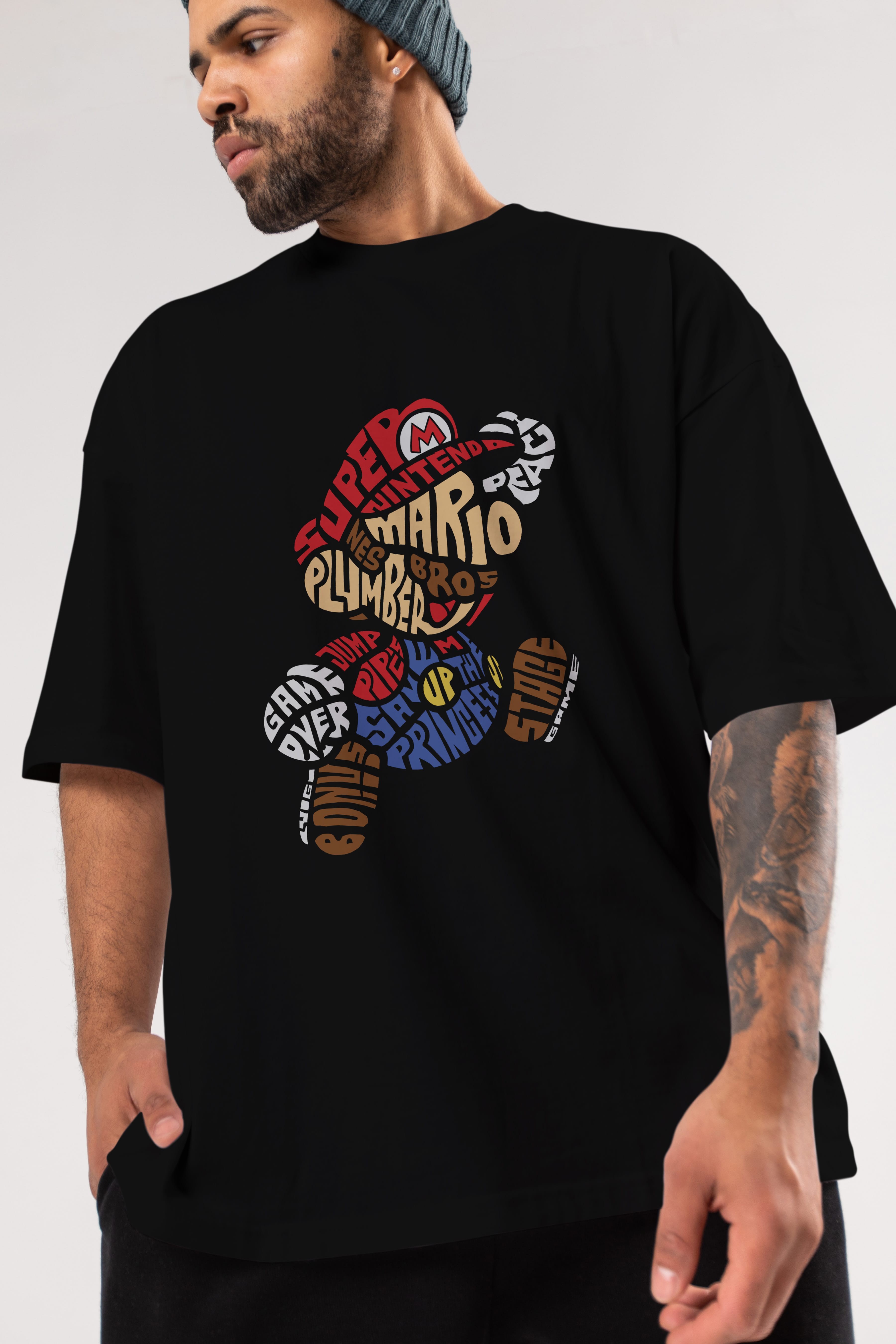 Mario Bros Ön Baskılı Oversize t-shirt %100 pamuk Erkek Kadın Unisex