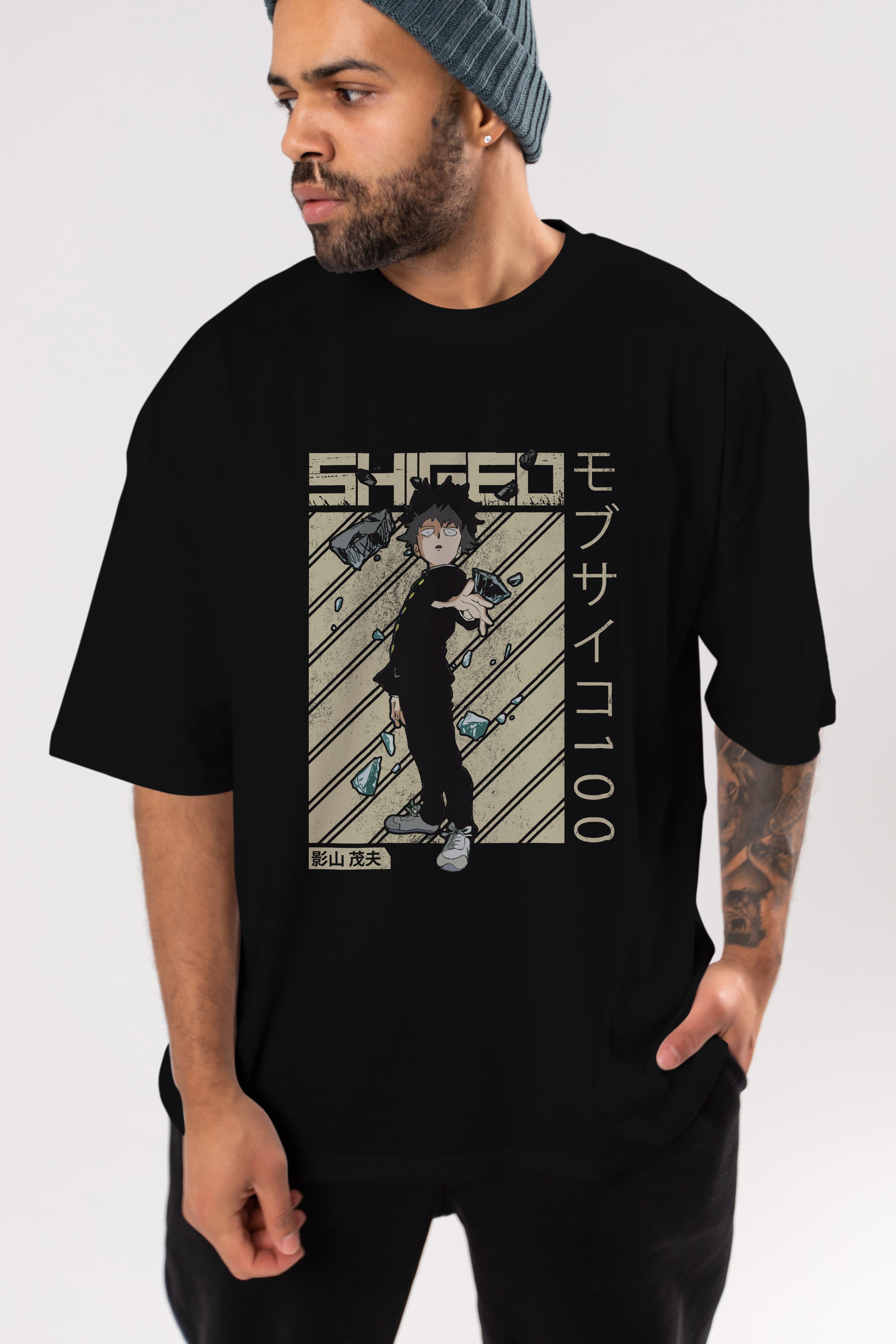 Shigeo Kageyama 3 Anime Ön Baskılı Oversize t-shirt %100 pamuk Erkek Kadın Unisex