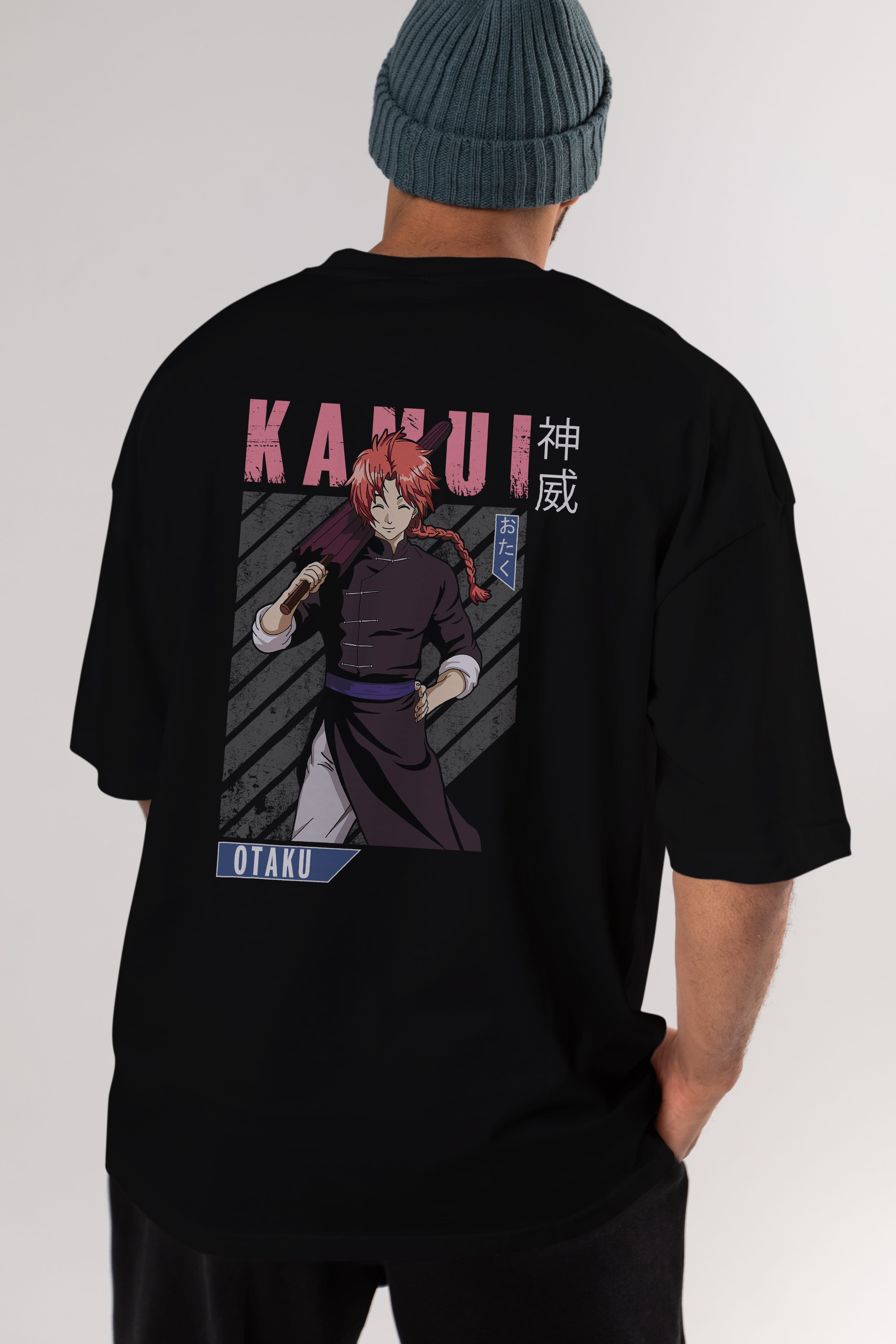 Kamui GINTAMA 1 Anime Arka Baskılı Oversize t-shirt Erkek Kadın Unisex