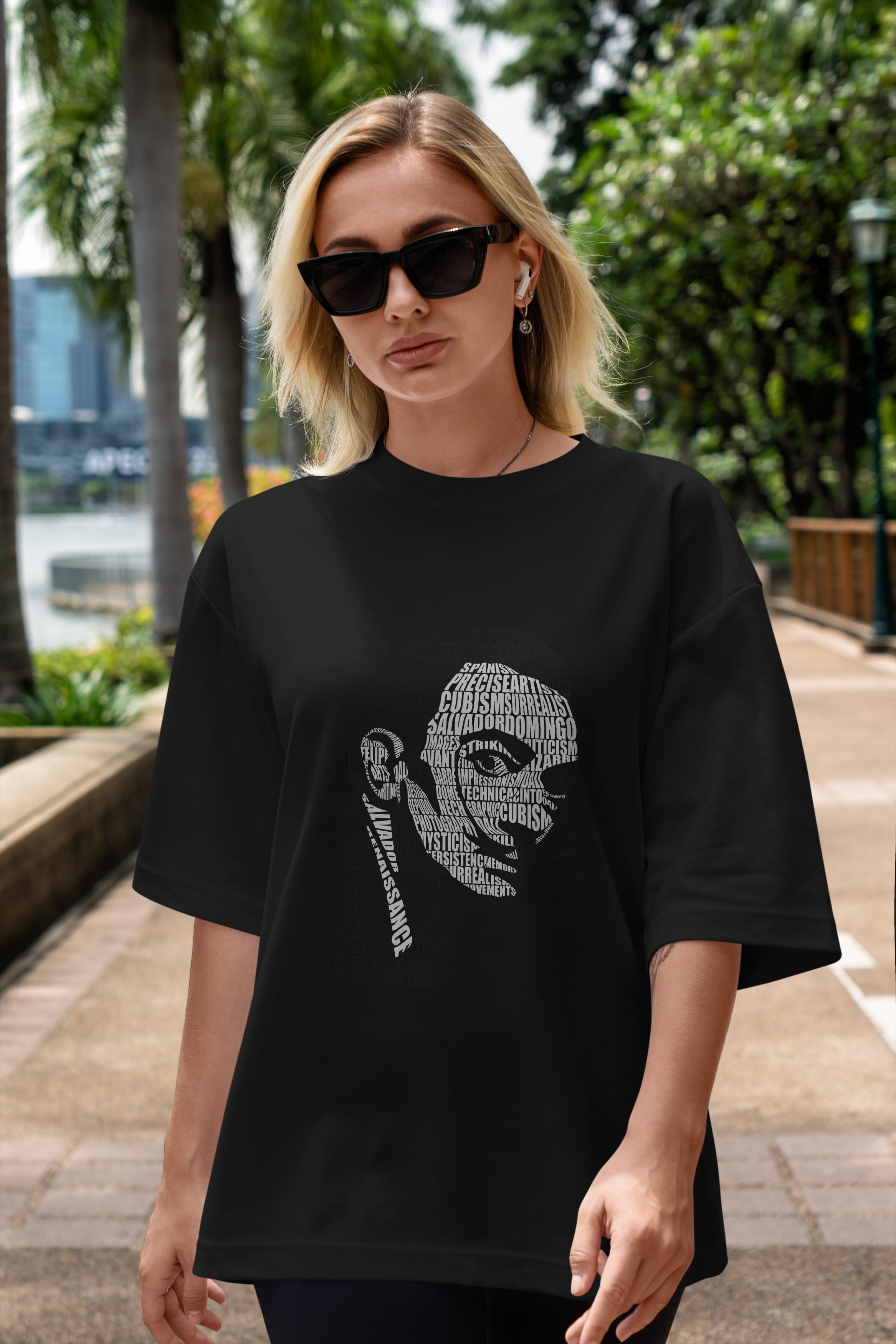 Salvador Dali Calligram Ön Baskılı Oversize t-shirt %100 pamuk Erkek Kadın Unisex