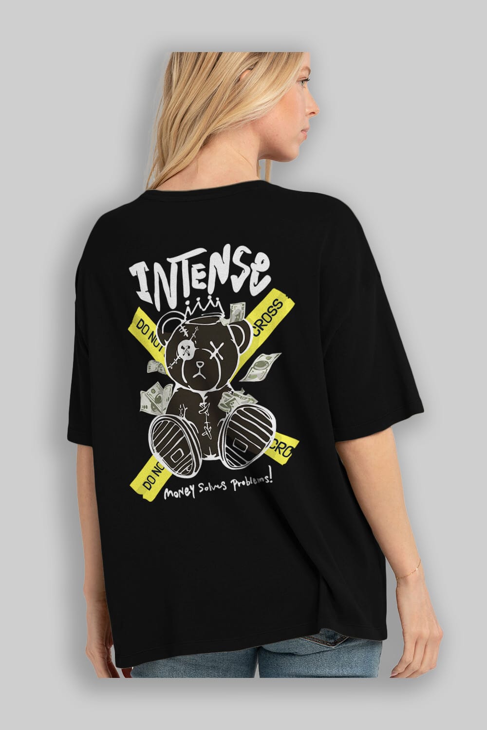 Teddy Bear intense Arka Baskılı Oversize t-shirt Erkek Kadın Unisex