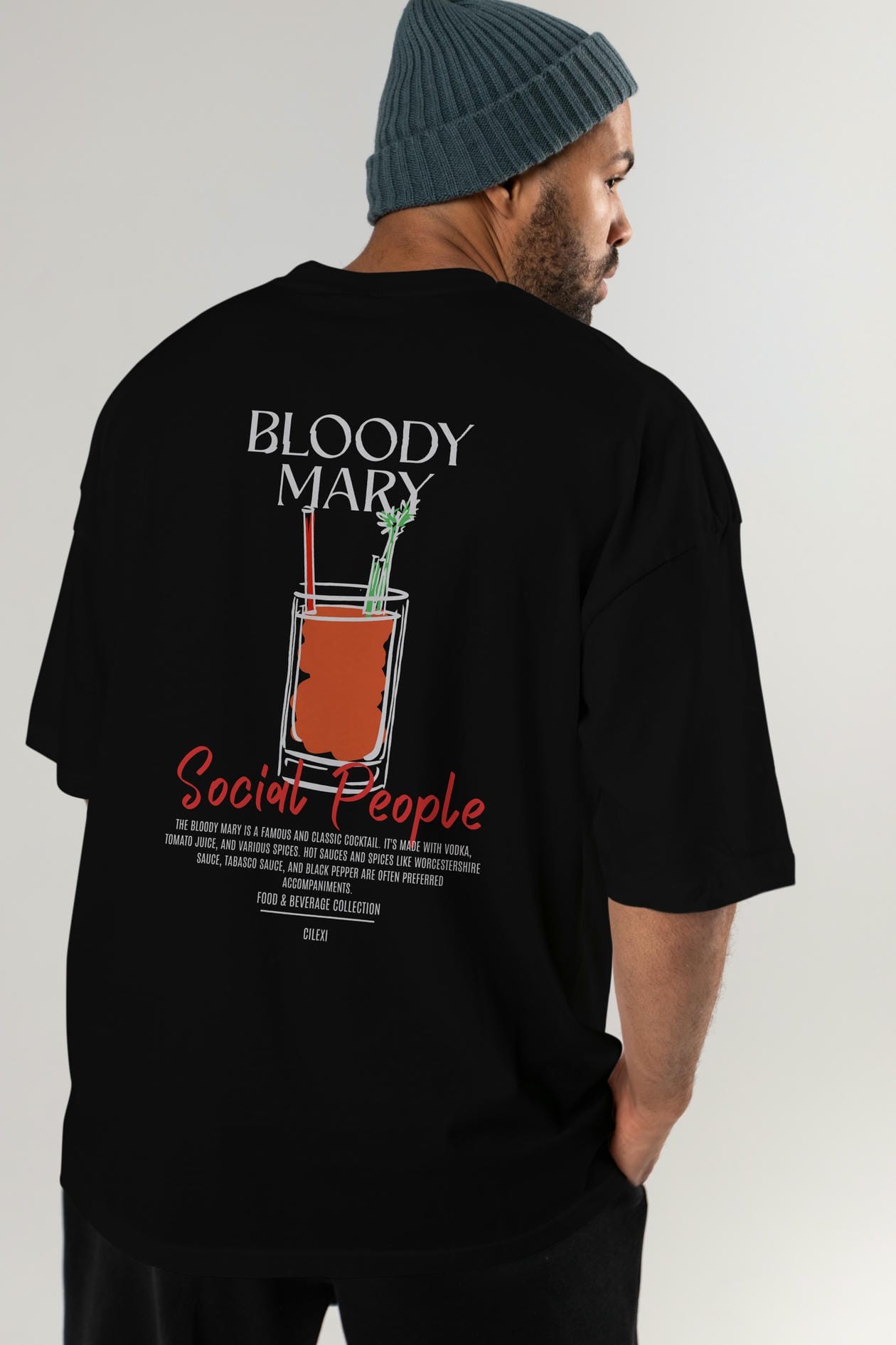 Bloody Mary Kokteyl Serisi Baskılı Oversize t-shirt Erkek Kadın Unisex %100 Pamuk Bisiklet Yaka tişort