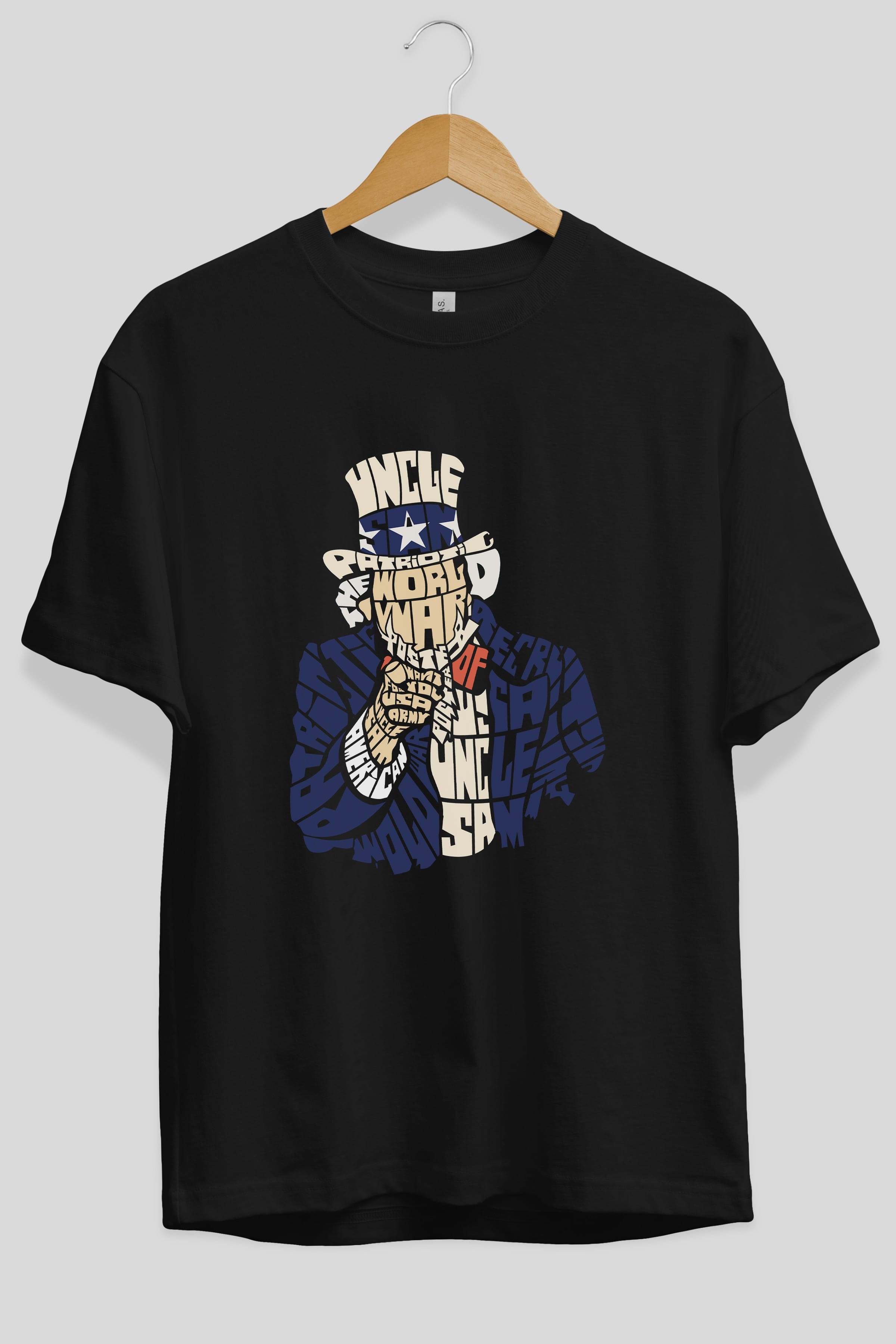 Uncle Sam Ön Baskılı Oversize t-shirt %100 pamuk Erkek Kadın Unisex