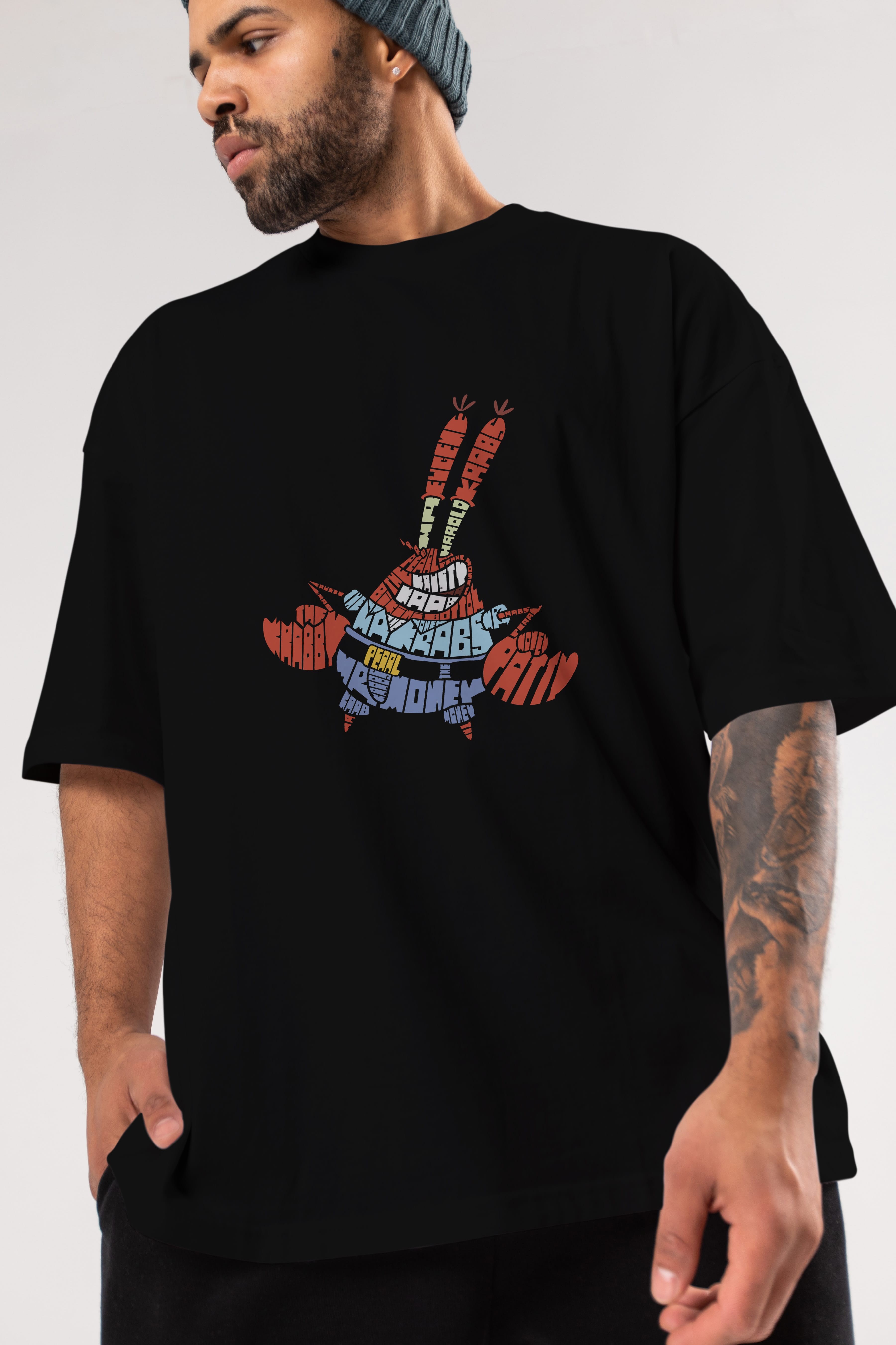 Mr Krabs Ön Baskılı Oversize t-shirt %100 pamuk Erkek Kadın Unisex