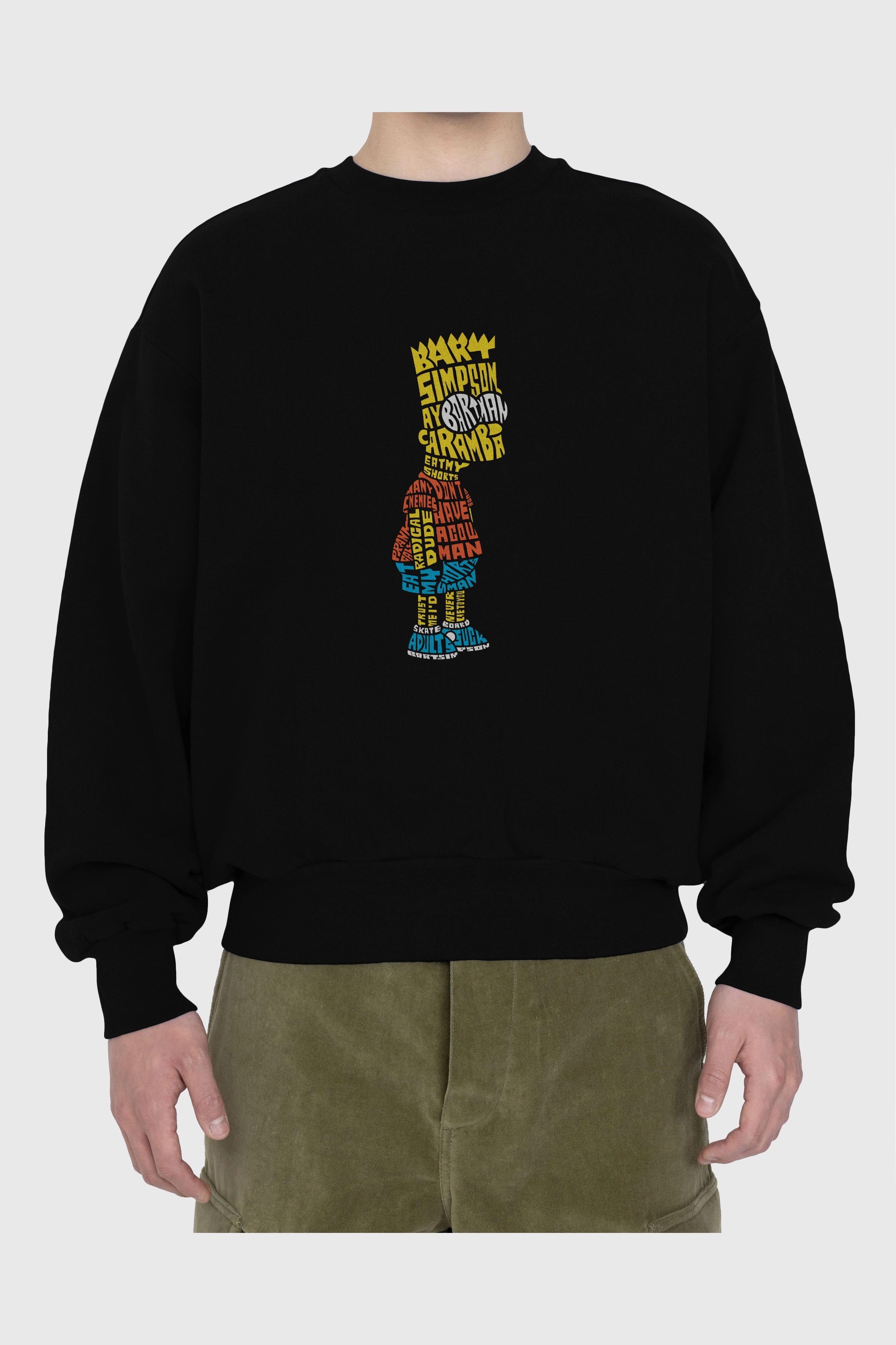 Bart Simpson Ön Baskılı Oversize Sweatshirt Erkek Kadın Unisex