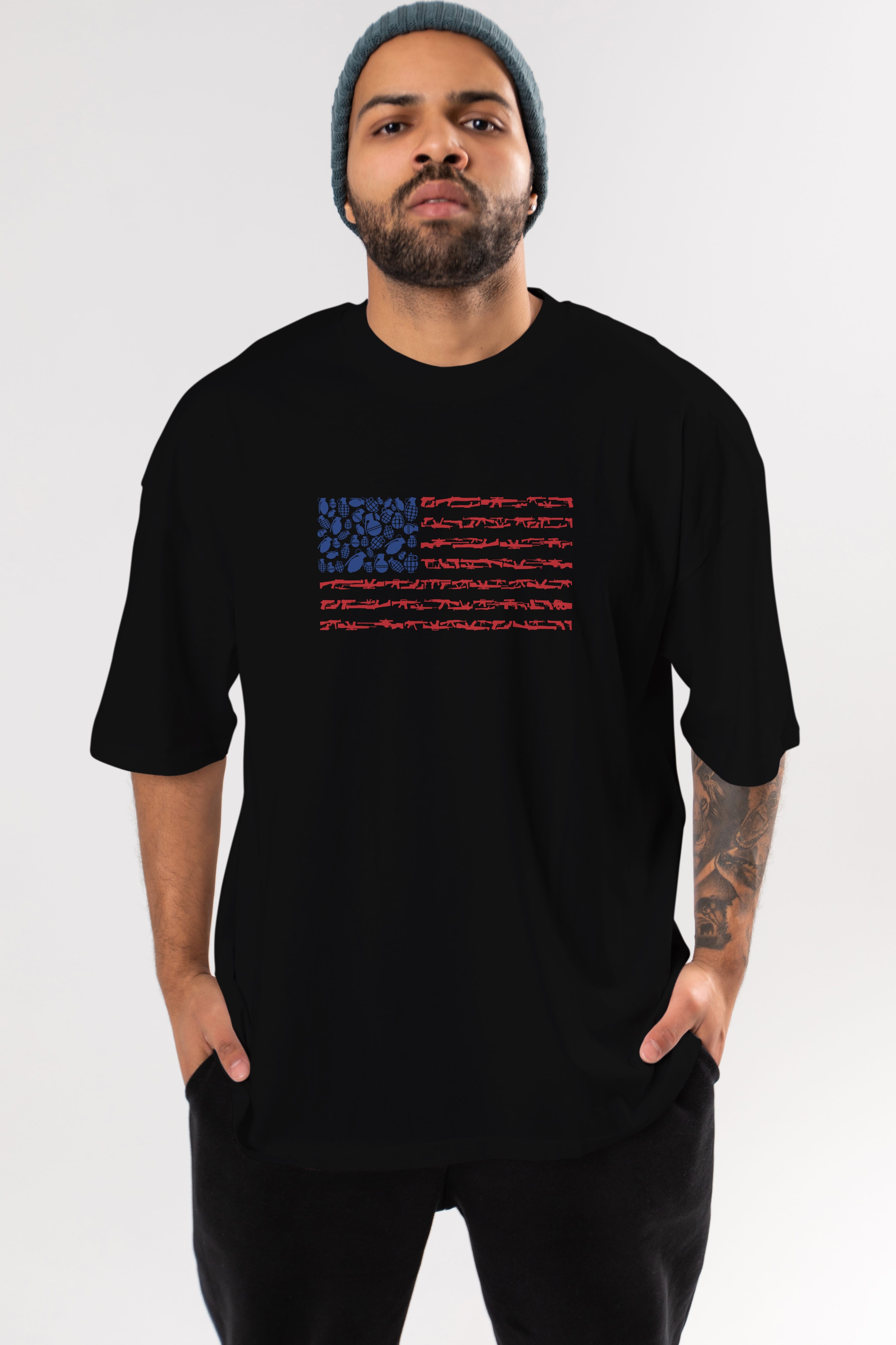 Weapon Flag Ön Baskılı Oversize t-shirt %100 pamuk Erkek Kadın Unisex