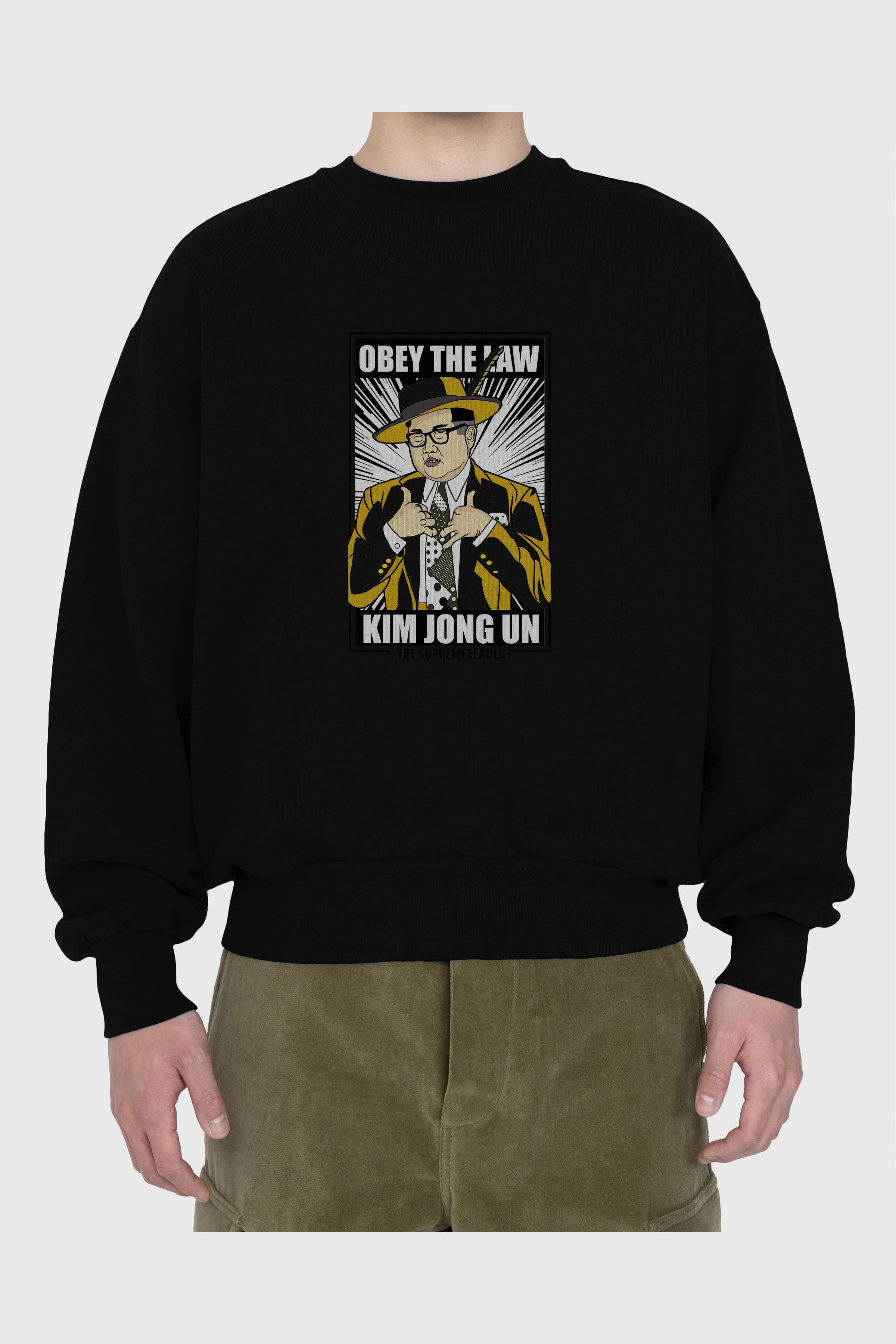 The Mask Jong Un Ön Baskılı Oversize Sweatshirt Erkek Kadın Unisex