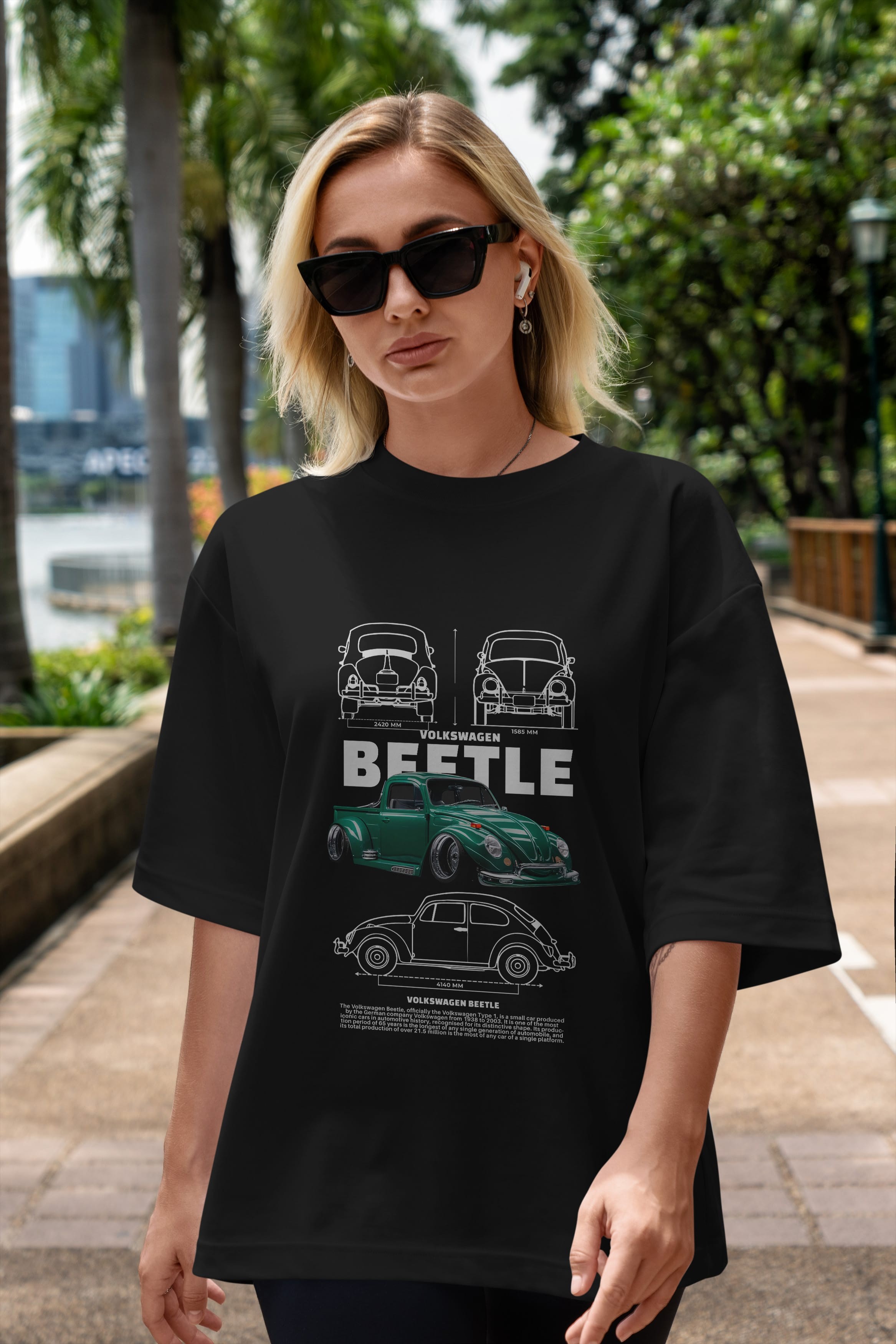 Volkswagen Beetle 1 Ön Baskılı Oversize t-shirt Erkek Kadın Unisex %100 Pamuk Bisiklet Yaka tişort