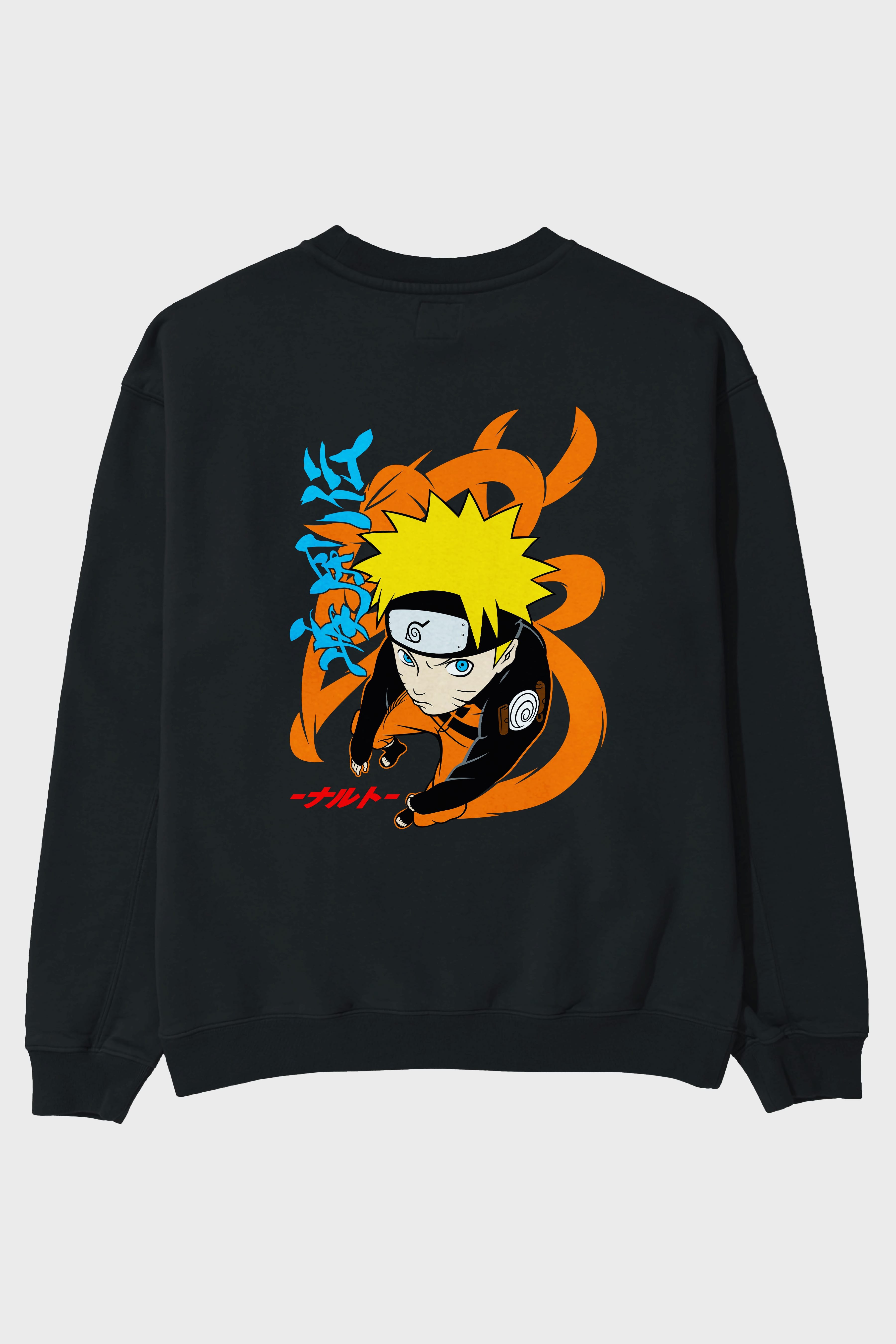 naruto uzumaki 1 Anime Arka Baskılı Oversize Sweatshirt Erkek Kadın Unisex