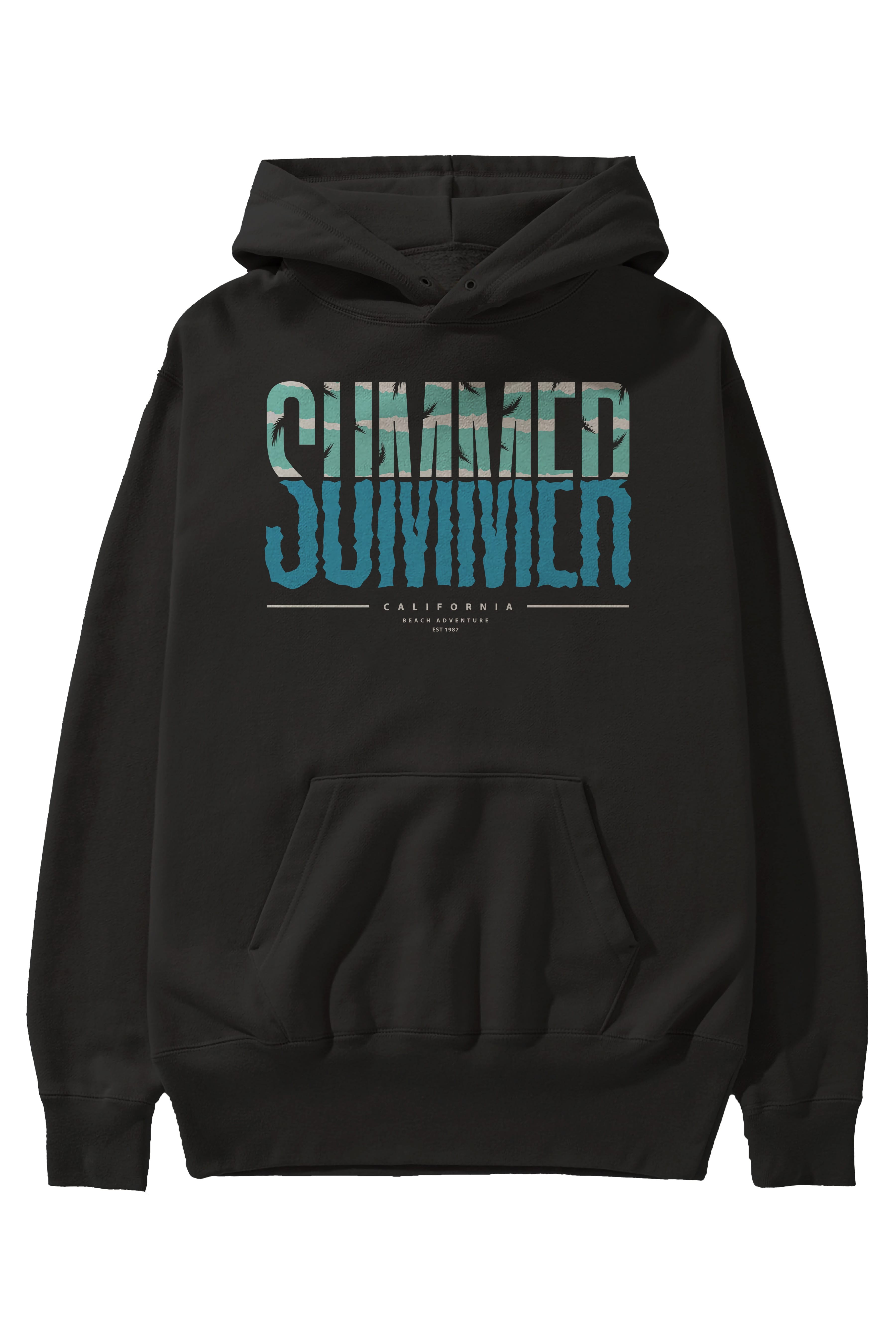 Summer California Ön Baskılı Hoodie Oversize Kapüşonlu Sweatshirt Erkek Kadın Unisex