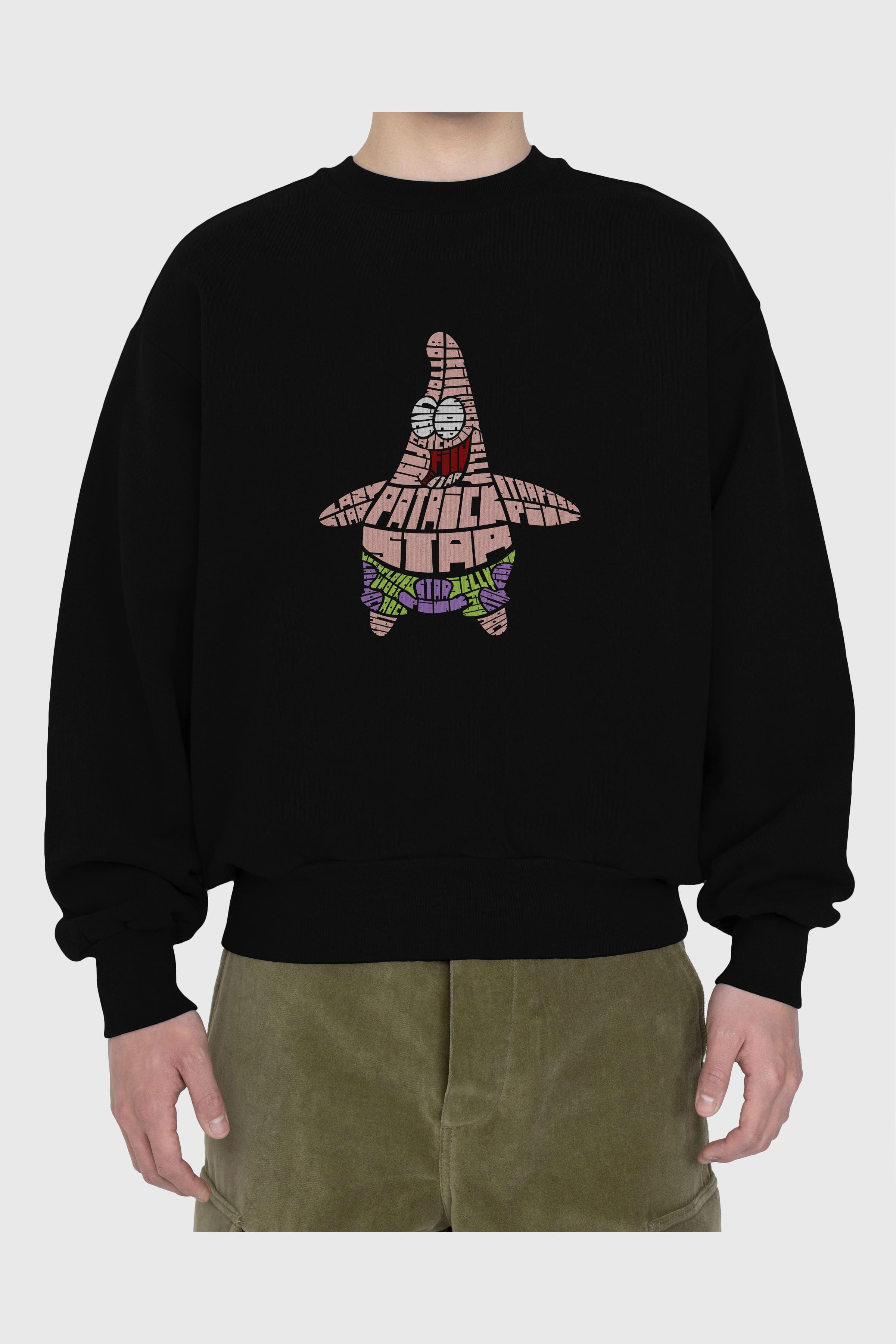 Patrick Star Ön Baskılı Oversize Sweatshirt Erkek Kadın Unisex