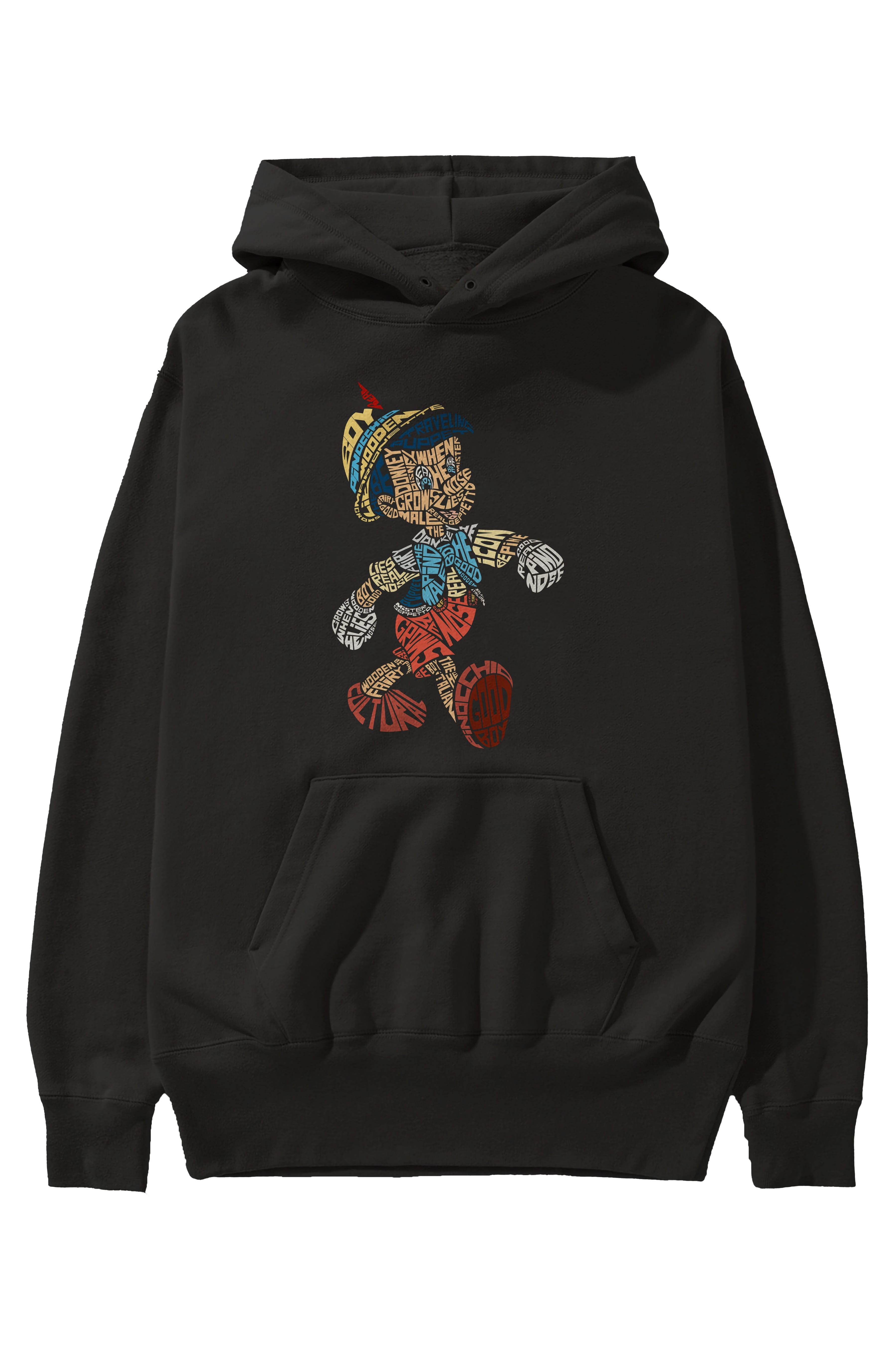 Pinokio Ön Baskılı Hoodie Oversize Kapüşonlu Sweatshirt Erkek Kadın Unisex