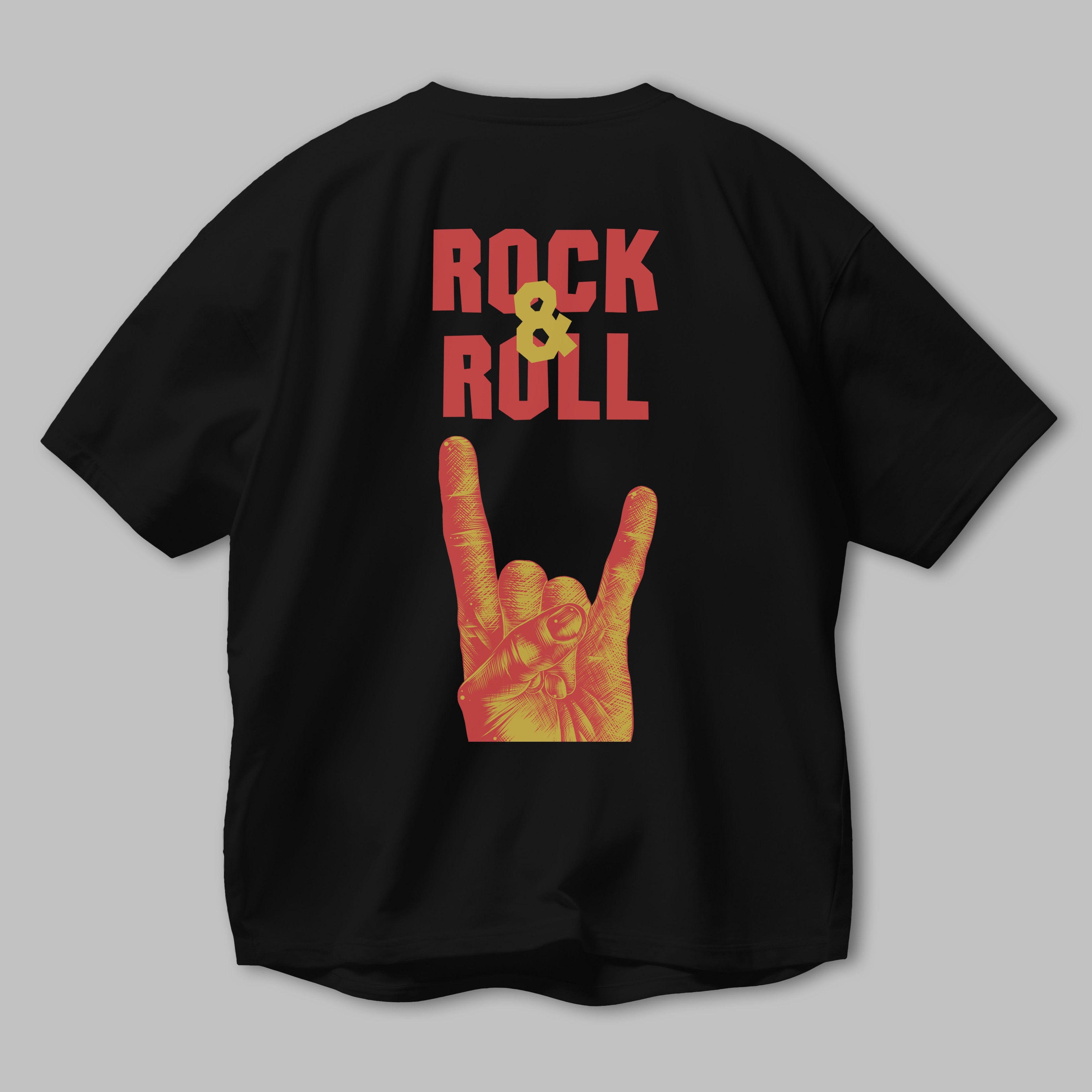 Rock & Roll Yazılı Arka Baskılı Oversize t-shirt Erkek Kadın Unisex