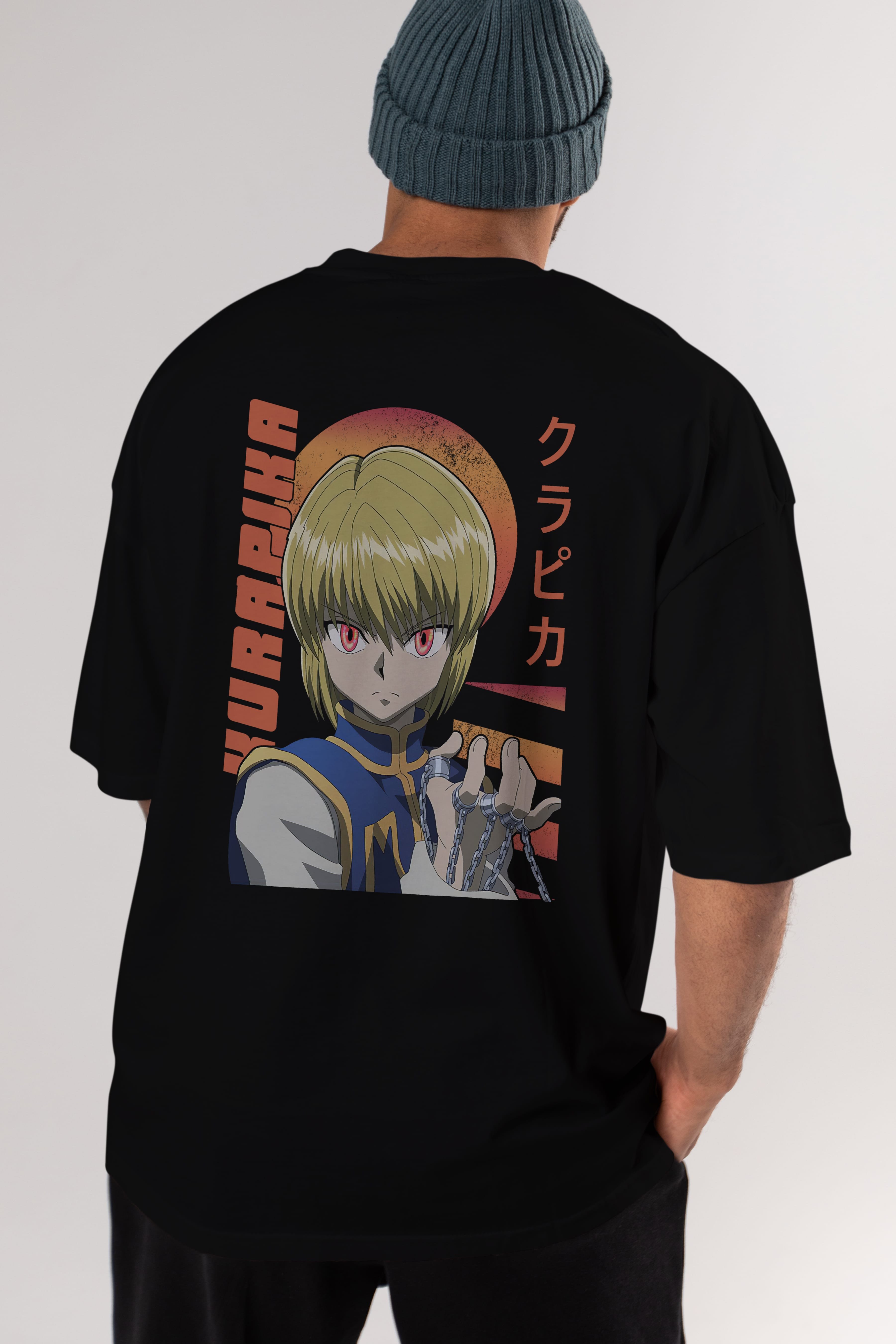 Kurapika 5 (2) Anime Arka Baskılı Oversize t-shirt Erkek Kadın Unisex
