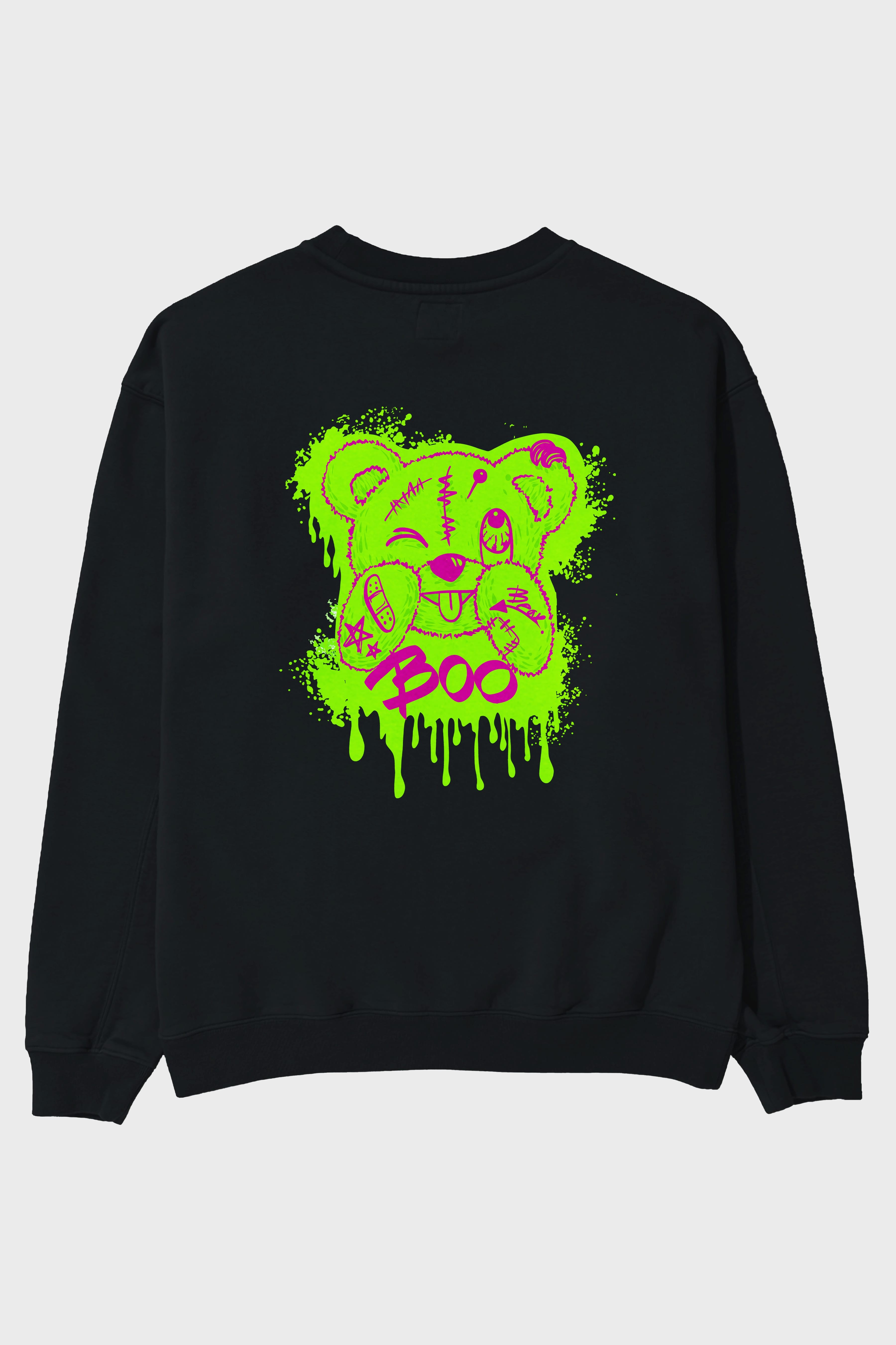 Boo  Bear Arka Baskılı Oversize Sweatshirt Erkek Kadın Unisex