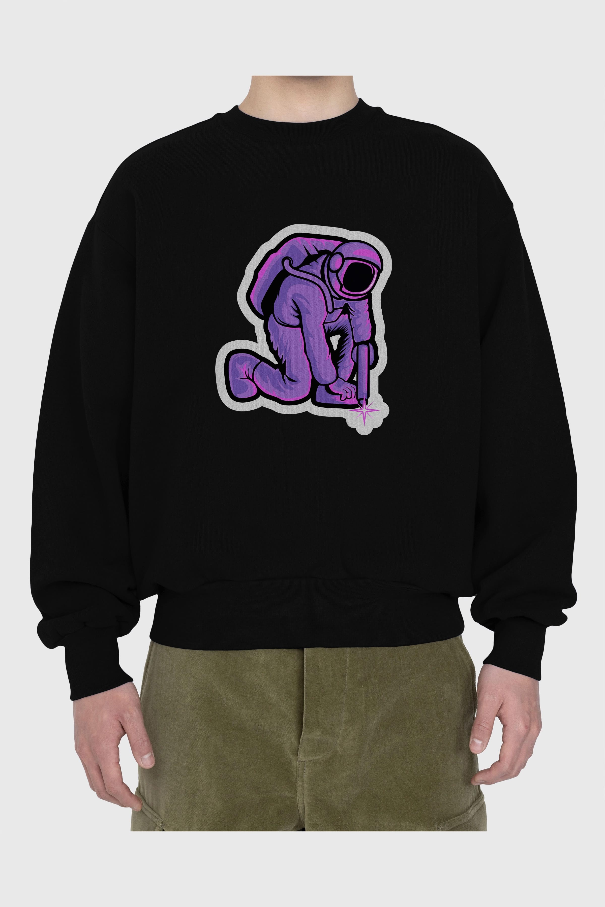 Welding in Space Sticker Ön Baskılı Oversize Sweatshirt Erkek Kadın Unisex