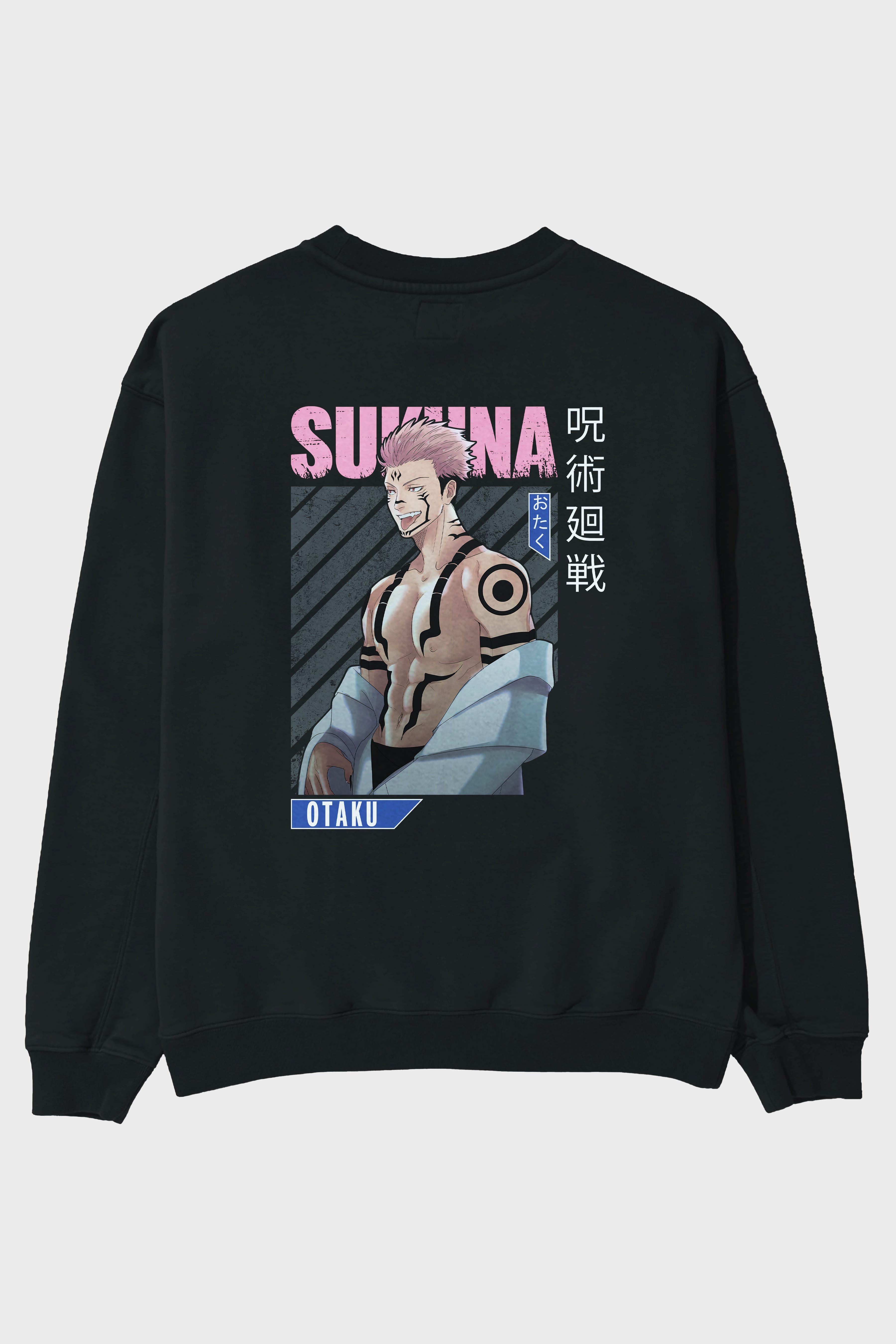 Sukuna Ryoumen Anime Arka Baskılı Oversize Sweatshirt Erkek Kadın Unisex