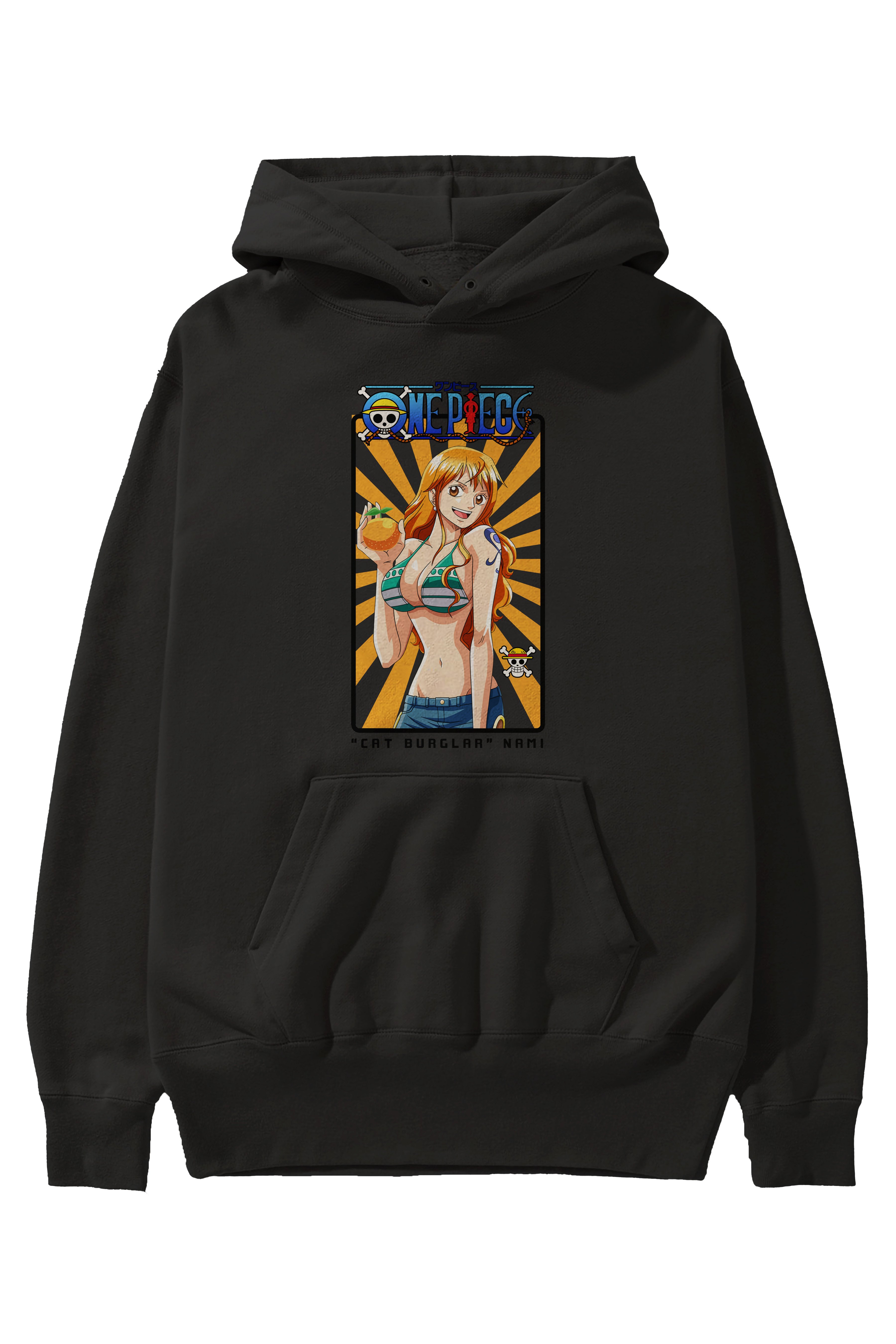 Nami Anime Ön Baskılı Hoodie Oversize Kapüşonlu Sweatshirt Erkek Kadın Unisex