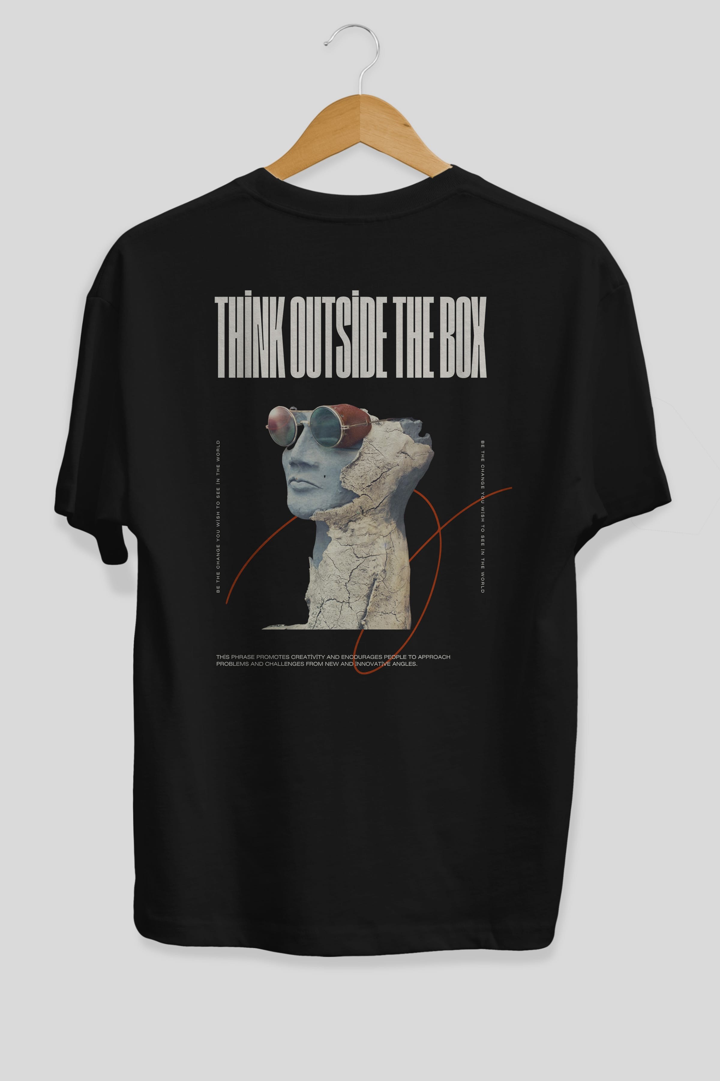 Think Outside The Box Arka Baskılı Oversize t-shirt Erkek Kadın Unisex