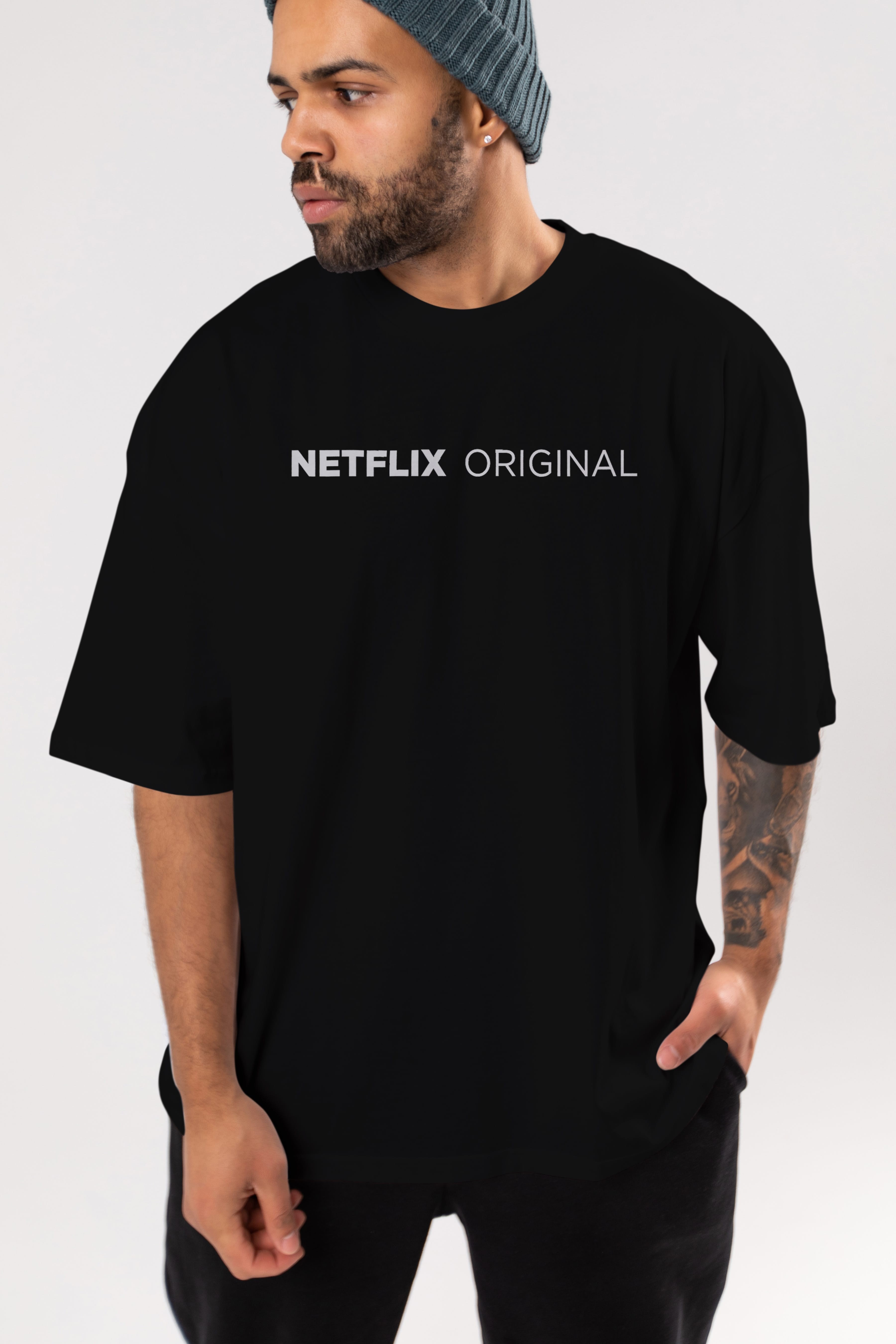 Netflix Original Ön Baskılı Oversize t-shirt %100 pamuk Erkek Kadın Unisex