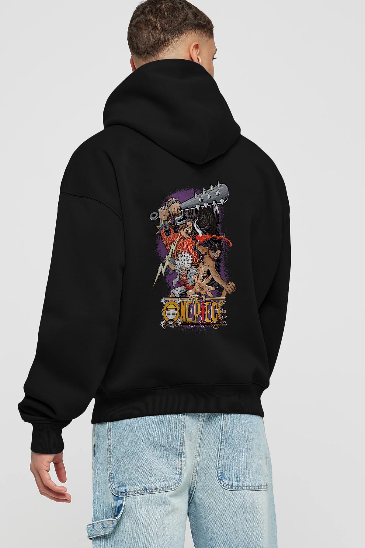 ONE PIECE (6) Anime Arka Baskılı Hoodie Oversize Kapüşonlu Sweatshirt Erkek Kadın Unisex